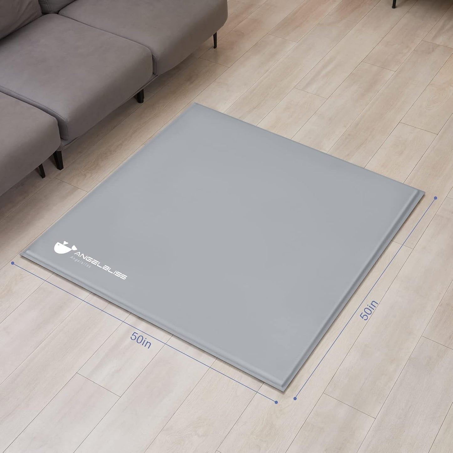 ANGELBLISS Baby Playpen Mat, Self-Inflating Play Mat for Babies and Toddlers, Roll Up & Waterproof Foam Crawling Mat for Floor, Portable Playmat for Babies with Travel Bag Grey (50×50in)