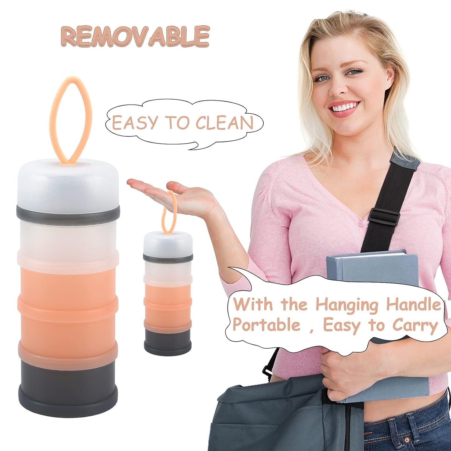 Accmor 2 Pack Baby Formula Dispenser On The Go, Stackable Non-Spill Portable Milk Powder Kids Snack Storage Container, BPA Free