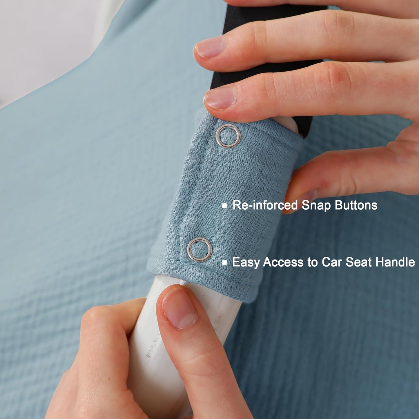 100% Muslin Cotton Car Seat Cover Baby, Carseat Canopy Cover, Universal Fit Stroller Covers for Boys and Girls (Blue)