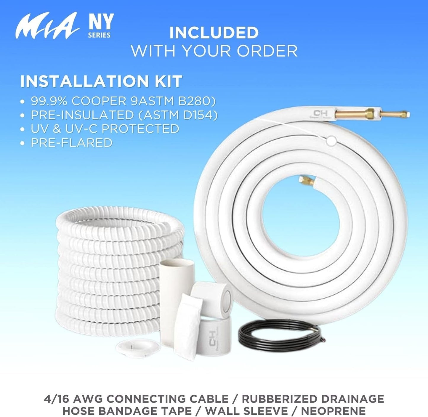 Cooper & Hunter 9,000 BTU 115V Single Zone Wall Mount Ductless Mini Split Air Conditioner & Heat Pump – 21.5 SEER2 – 16FT Installation Kit – R-410A Refrigerant Pre-Charged – Inverter