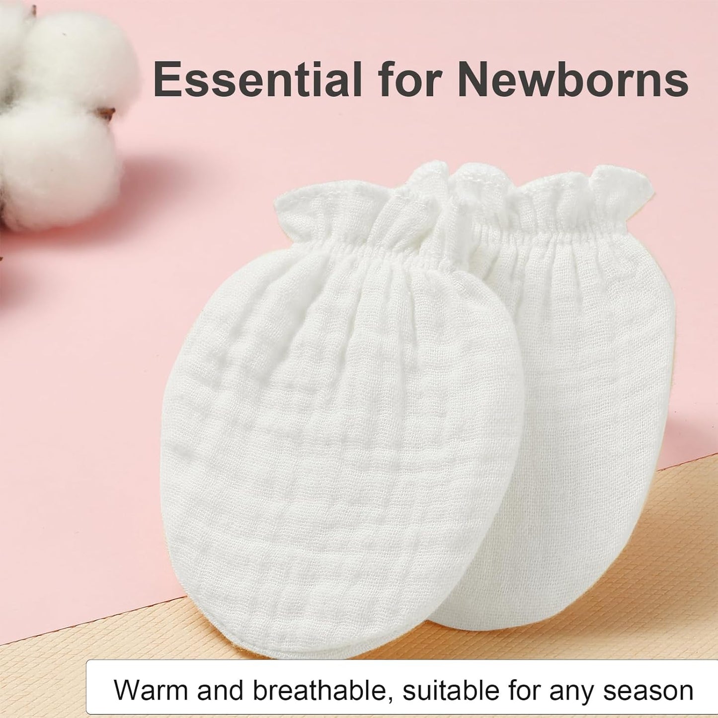 Newborn Mittens No Scratch 100% Cotton Mitts Boy Girl baby mittens 0-6 months 6 Pack