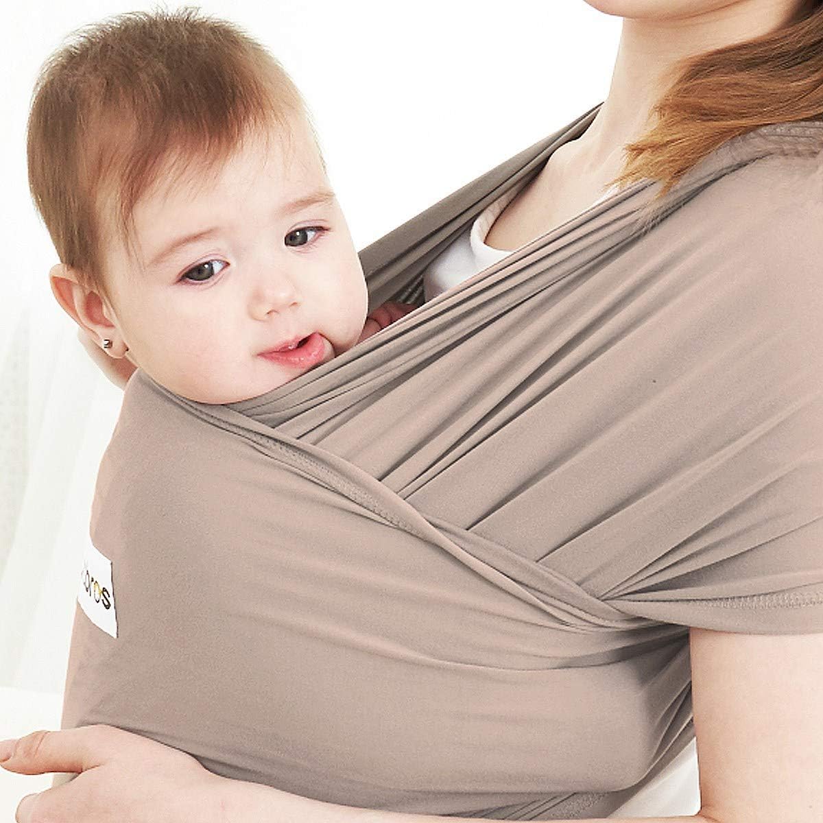 Acrabros Baby Wrap Carrier,Hands Free Baby Carrier Sling,Lightweight,Breathable,Softness,Perfect for Newborn Infants and Babies Shower Gift,Dark Cappuccino