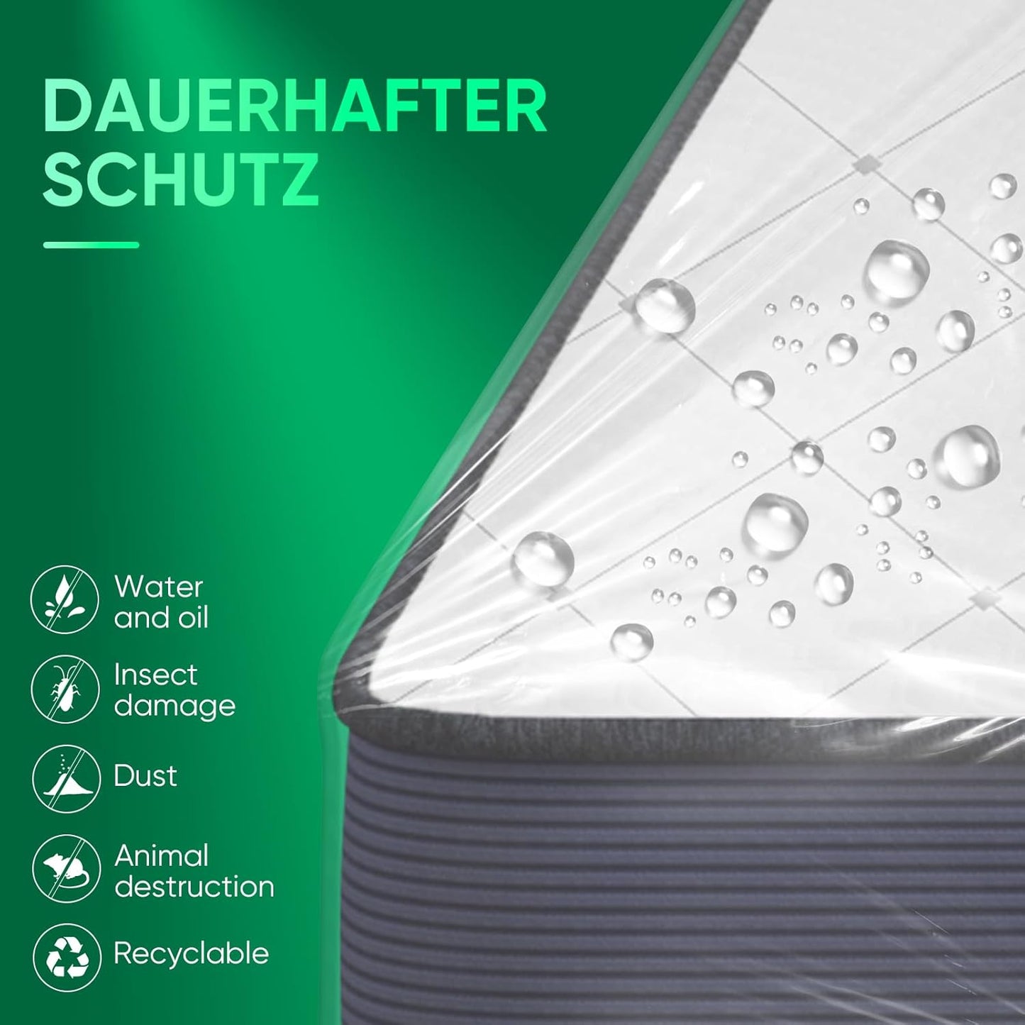 ZCHENBS® – Mattress Bags for Moving and Storage,Mattress Bag with Zippers,5 Mil Ultra-Thick Bed Bag,Waterproof,Anti-Tear,Heavy-Duty Mattress bag (Tansparent/Green, Green-Queen-(2 Pack))