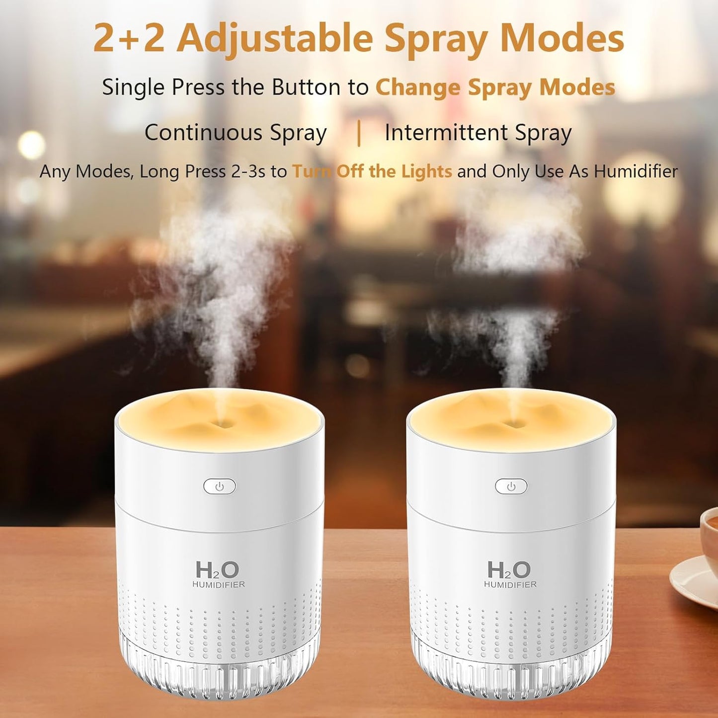 Portable Mini Humidifiers For bedroom baby, 350ml Small Cool Mist Humidifier USB Rechargeable Humidifier For plants, Travel Office Home, Auto Shut-Off,2 Mist Modes Super Quiet,With Night Light