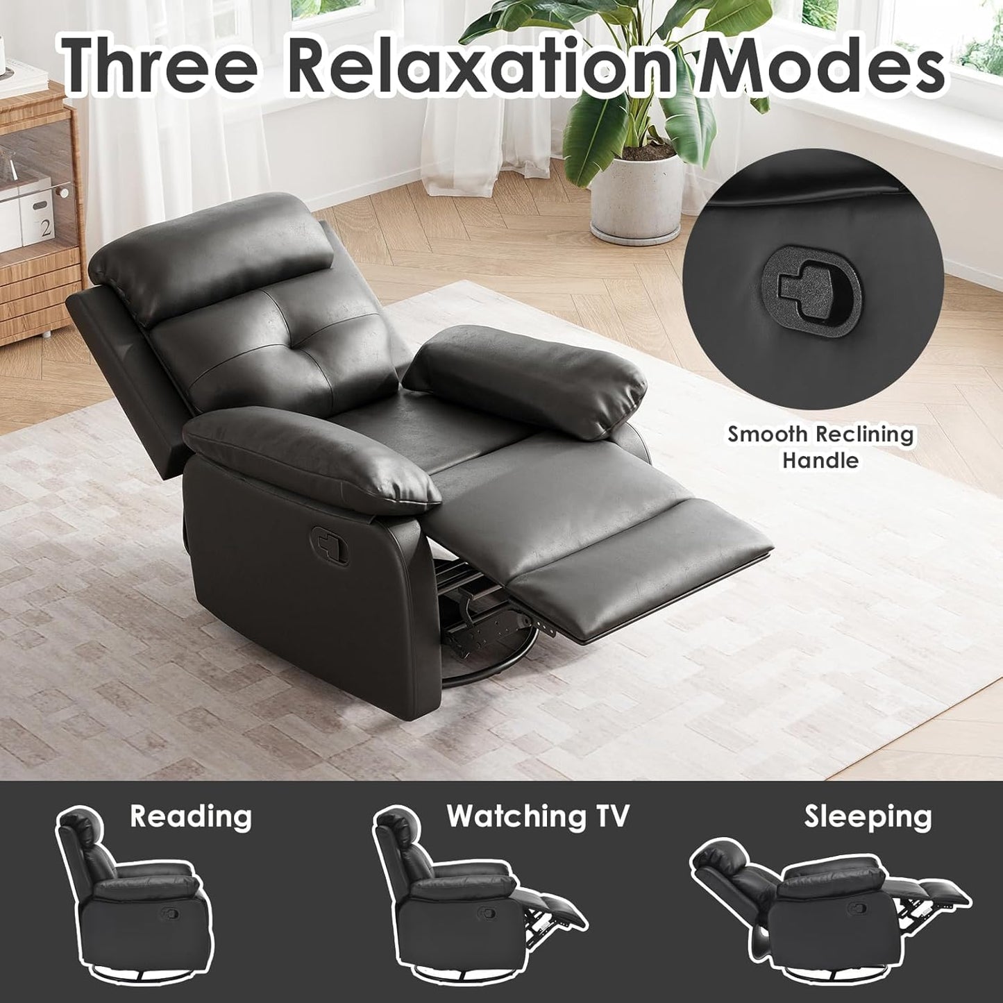 Small Rocker Swivel Recliner Chair for Adults Women for Small Spaces, Bedroom, Living Room