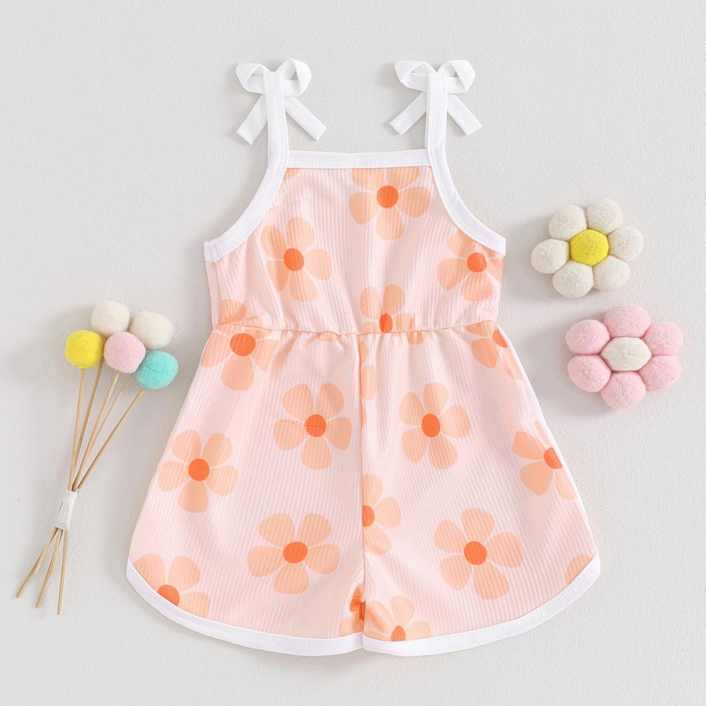 WZTYYDS Toddler Baby Girl Summer Clothes Floral Romper Tie-Up Strap Halter Jumpsuit Infant Summer Sling Playsuit 6M-3T
