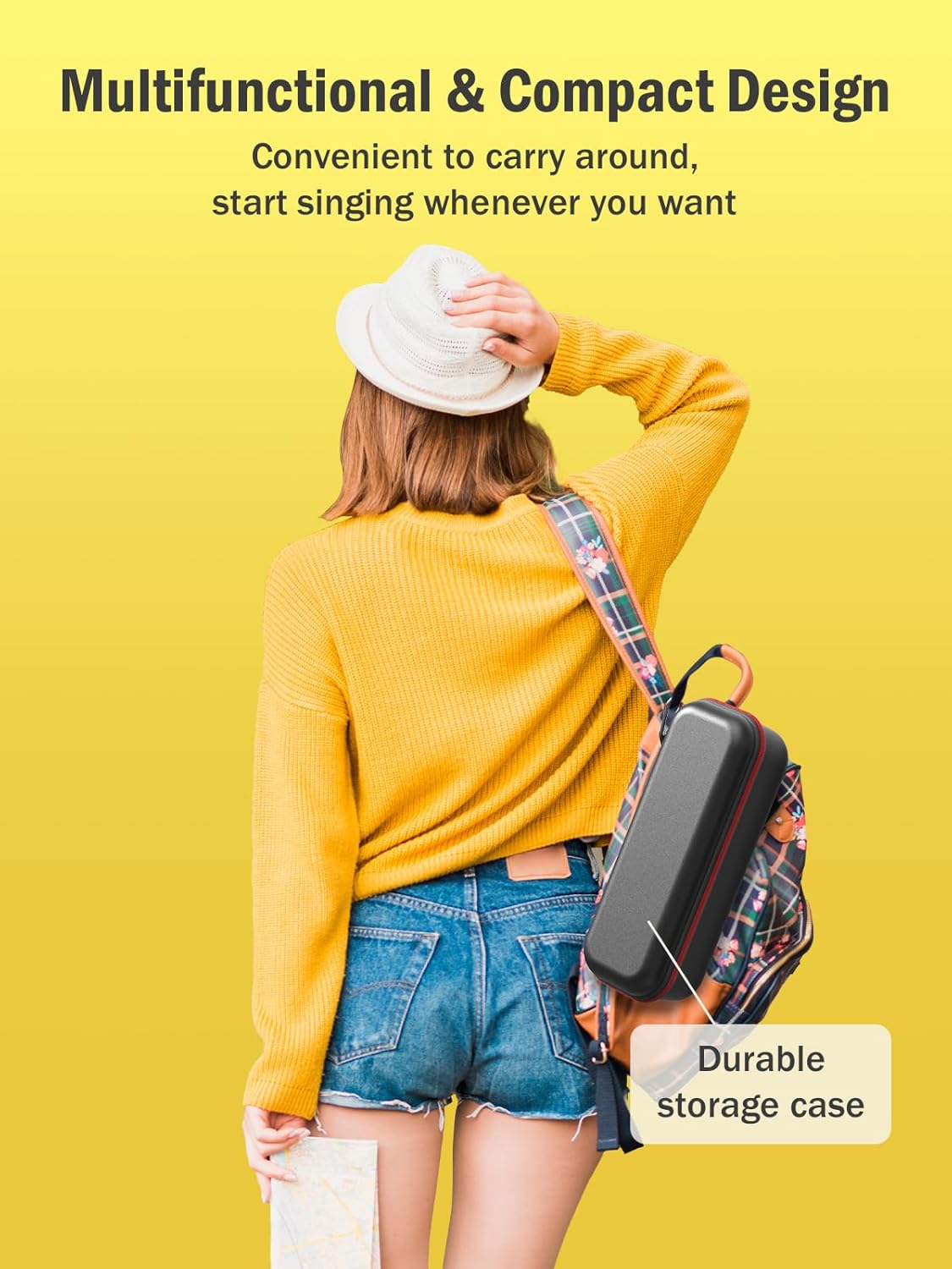 Wireless Bluetooth Karaoke Microphone, Built-in Loud Speaker for 10H Playback, Add Reverb/Duet Mode/Earbuds Monitoring, Portable Karaoke Machine for Entertainment & Singing Practice (Black&Red)