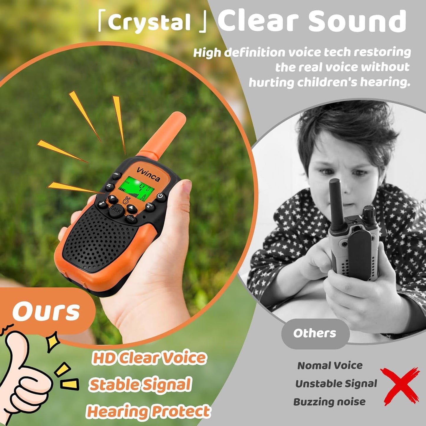 Vvinca Kids Walkie Talkies Rechargeable Toys Gifts for Ages 3 4 5-7 8-12 Year Old Boy Girl Halloween with Flashlight 22 Channel 2 Way Radio, 3 KM Long Range Walkie Talkie for Adventure Game Camping