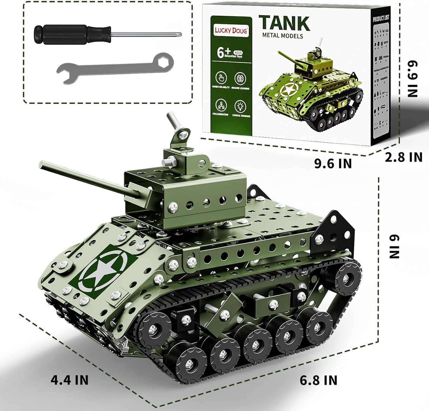 Lucky Doug STEM Building Projects Model Army Tank Set - 284 Pieces STEM Project Building Toys for Kids Ages 8-12, Assembly Science Kit Educational Toys Gift for Kids Boys 7 8 9 10 11 12-16 Years Old