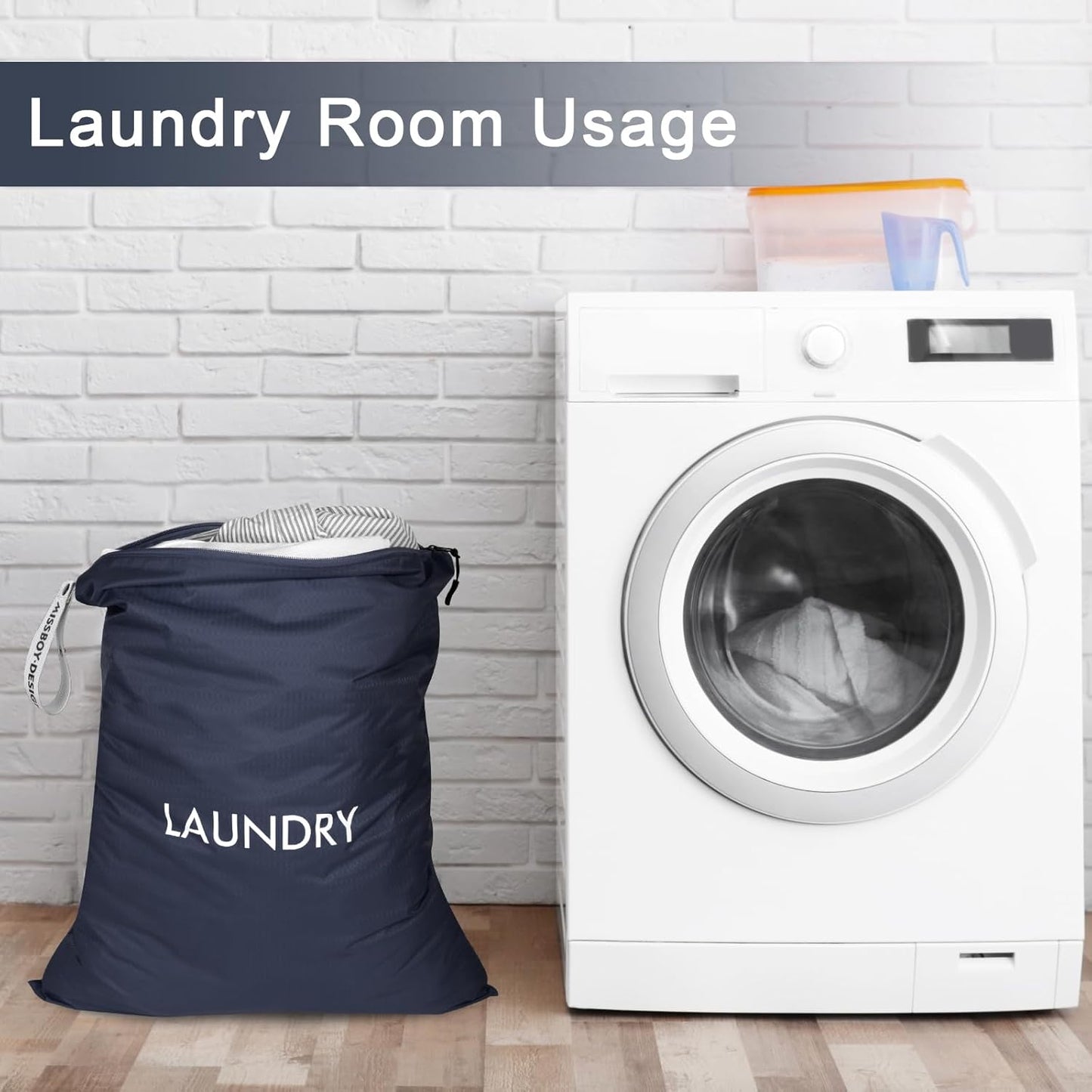 MissBoy 2 Pack Laundry Bags, Nylon Washable Wet Dry Bag, Travel Laundry Bags for Dirty Clothes, Swimming Bathing Suit Workout Wet Clothes Bag