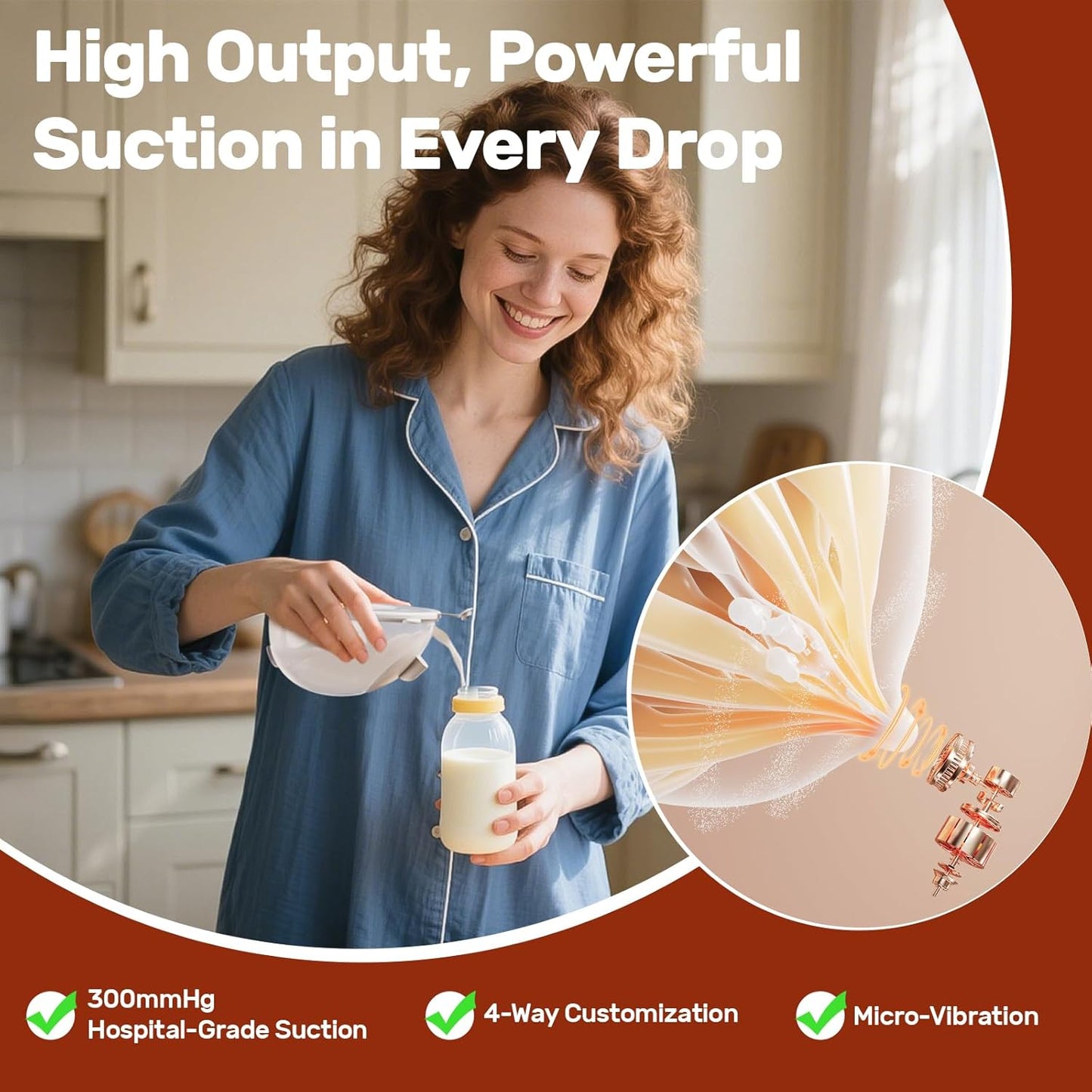 NCVI 2-in-1 Electric Breast Pump with Wearable Cups, Spa-Like Comfort with VibeRelief Massage Micro-Vibration, Hospital-Grade Suction, Pain Relief & Fully Customizable Portable Breastfeeding Pump