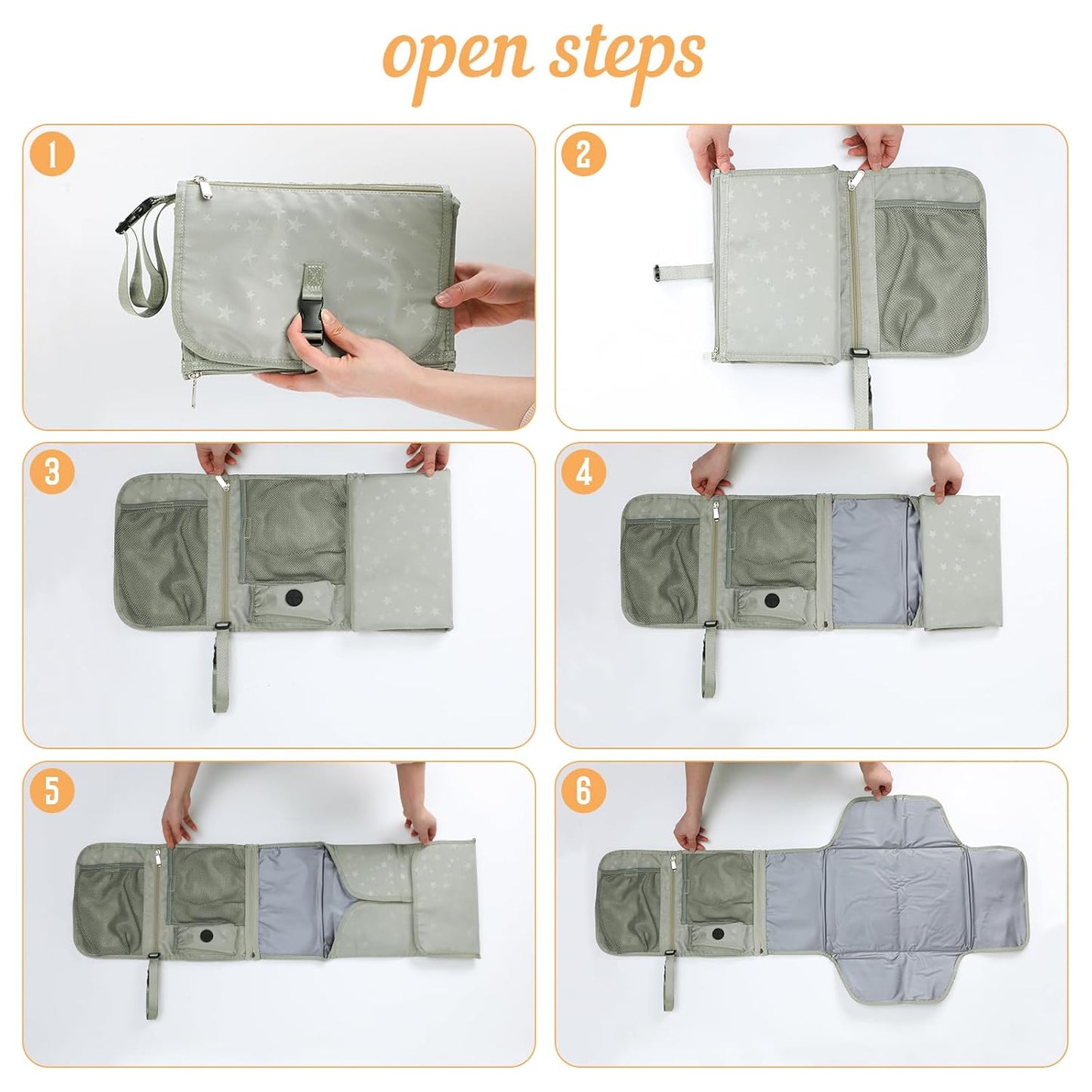 Portable Baby Diaper Changing Pad with Wipe Dispenser and Waste Bag Dispenser Detachable Diaper Changing Travel Bag with Waterproof Changing Mat Well Organized for Changing Kits