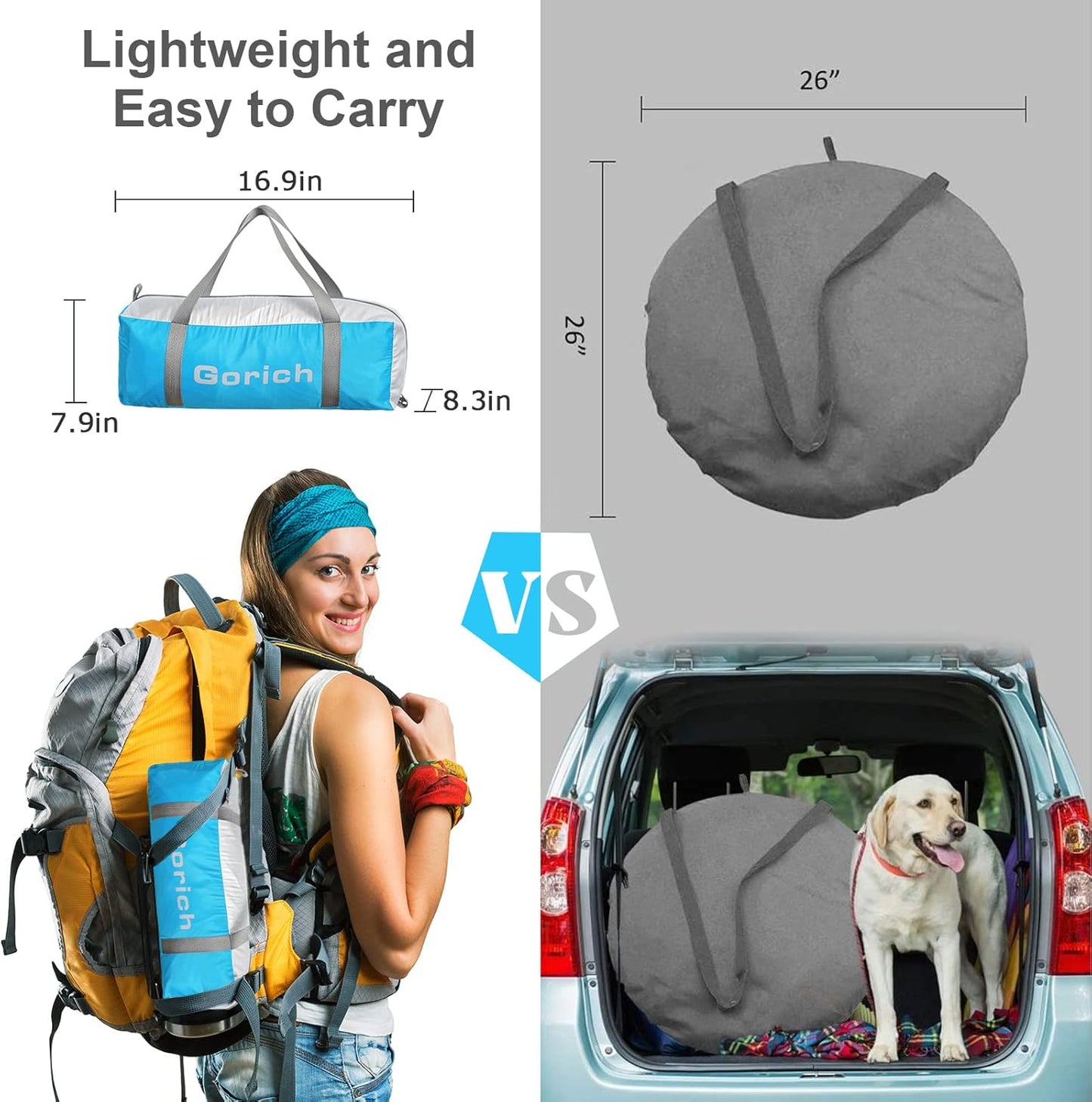 Gorich Beach Tent Sun Shelter for 3/4-5/6-7/8-10 Person with UPF 50+ UV Protection, Lightweight & Easy Setup Beach Shade Canopy, Portable Beach Shade Tent Beach Cabana