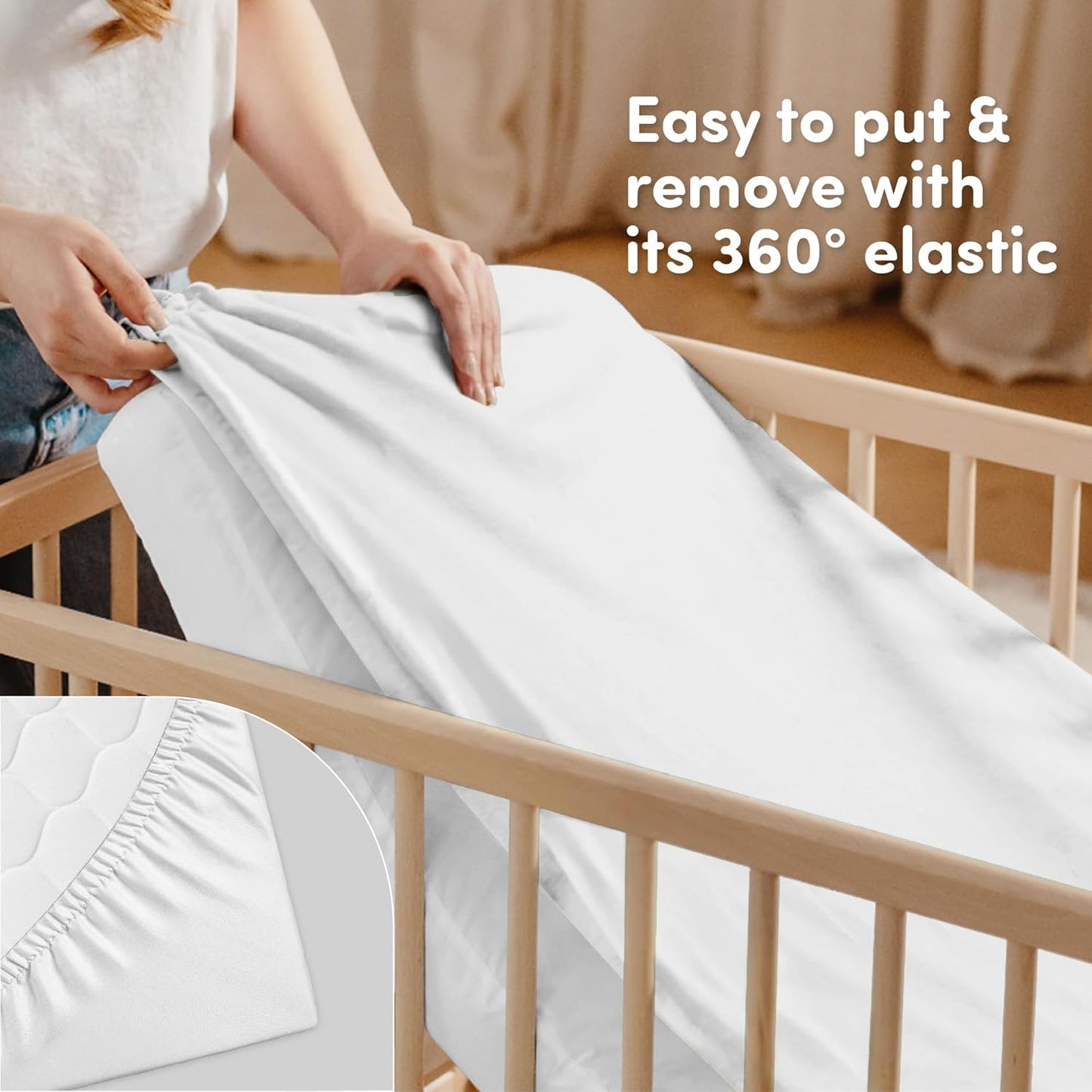 Sweety Fox 2-Pack Cotton Jersey Crib Sheets – Soft Fitted Sheets for Boys and Girls, Mini Crib Sheets, Toddler Bed Sheets (White/Sage)