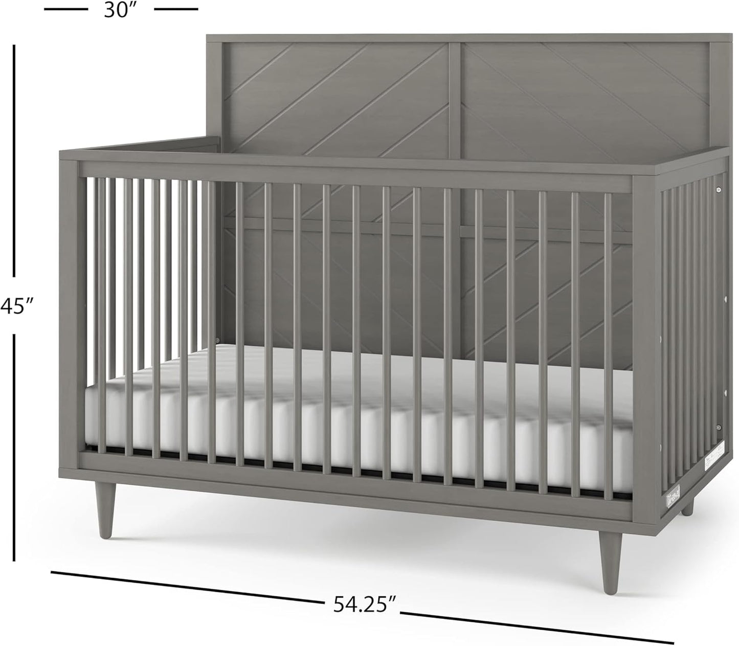Child Craft Surrey Hill 4-in-1 Convertible Crib, Baby Crib Converts to Day Bed, Toddler Bed and Full Size Bed, 3 Adjustable Mattress Positions, Non-Toxic, Baby Safe Finish (Lunar Gray)
