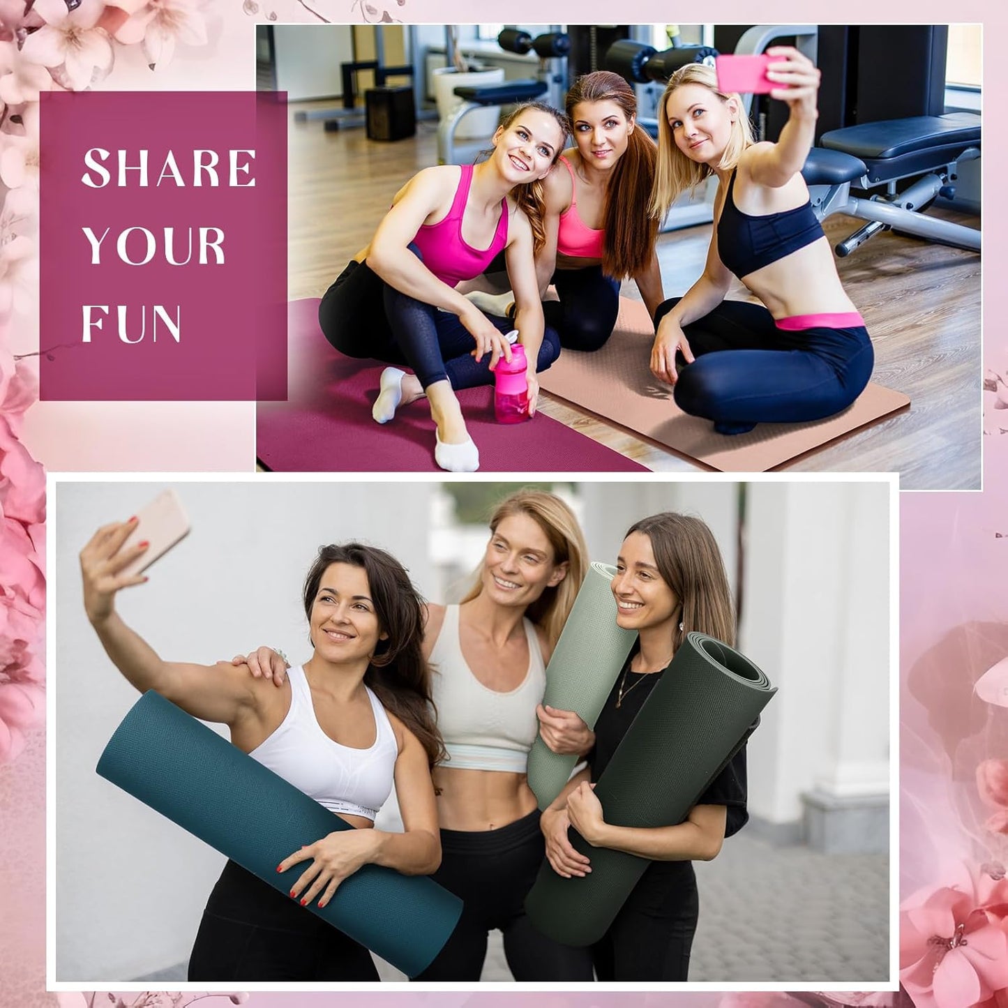 Timgle 6 Pcs 10mm Thick Yoga Mat Bulk, 68 x 24 Inches, Anti-Slip Tear-Resistant Exercise Mat for Adult Fitness, Stretching, Workout and Studio