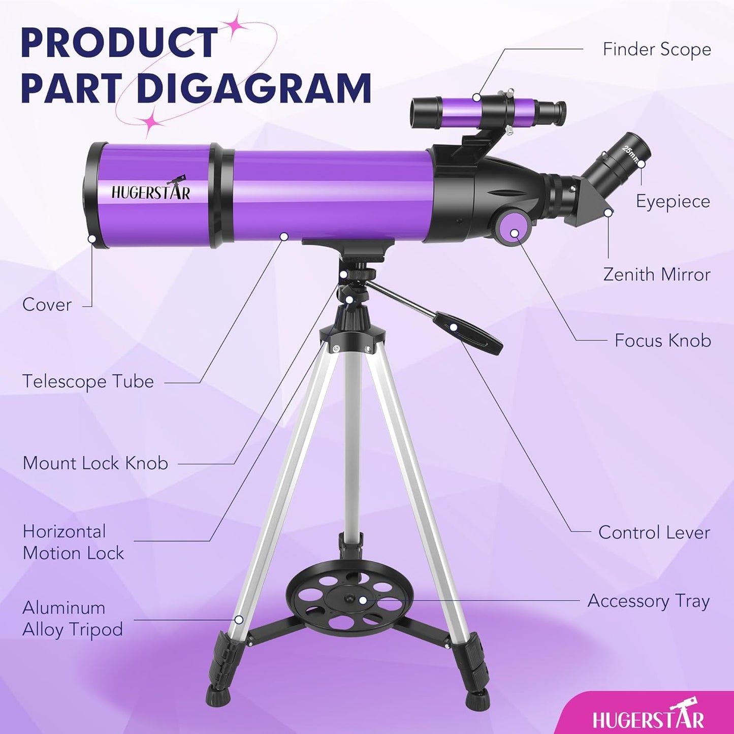 Telescope, Telescope for Adults & Kids & Astronomy Beginners, 80mm Aperture 600mm Portable Refractor Telescopes Fully Multi-Coated Optics with AZ Mount Tripod, Phone Adapter and Moon Filter