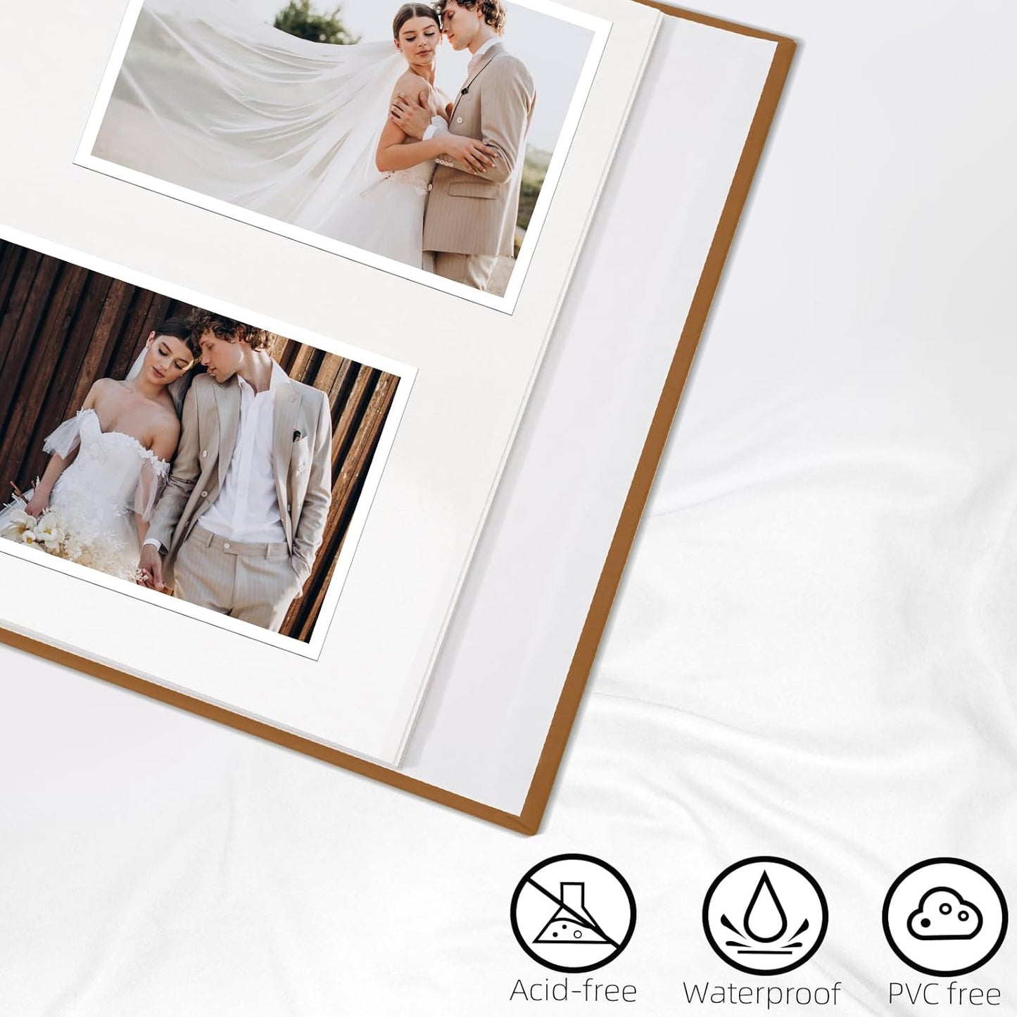 Vienrose Acrylic Cover Self Adhesive Photo Album for Small 4x6 5x7 8x10 Pictures Scrapbook Wedding Memory Book for Polariod Baby Bride Couples Kids School Family Travel 20 Sheets (40 Pages) Brown