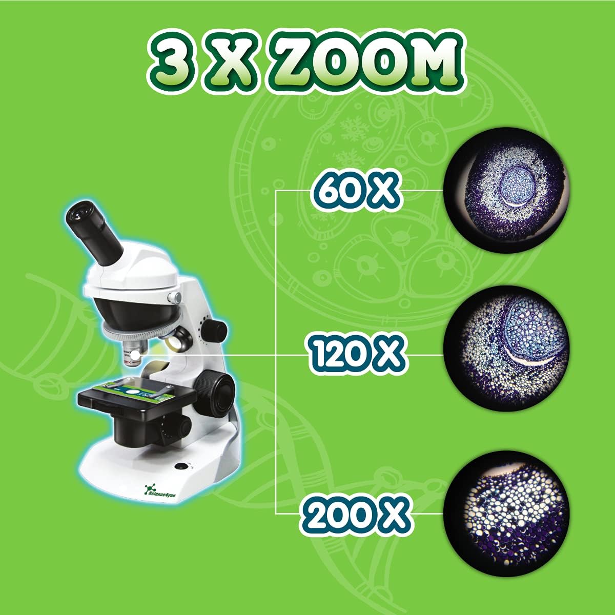 Science4you Smart Microscope for Kids - Microscope Kit for Kids Age 8-12 + Prepared Samples + Microscope Slides, Educational Games, Science Toy, Gifts for 8+ Year Old Boys and Girls