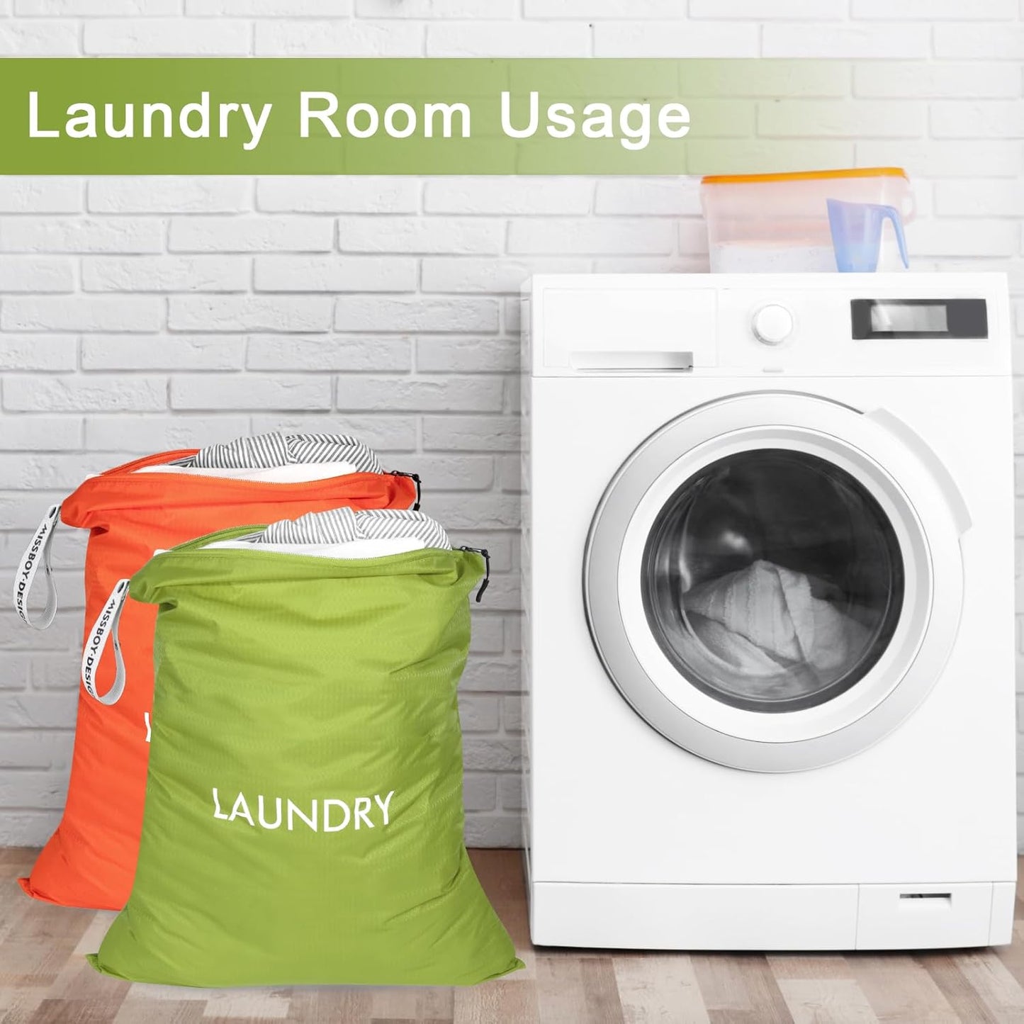 MissBoy 2 Pack Laundry Bags, Nylon Washable Wet Dry Bag, Travel Laundry Bags for Dirty Clothes, Swimming Bathing Suit Workout Wet Clothes Bag