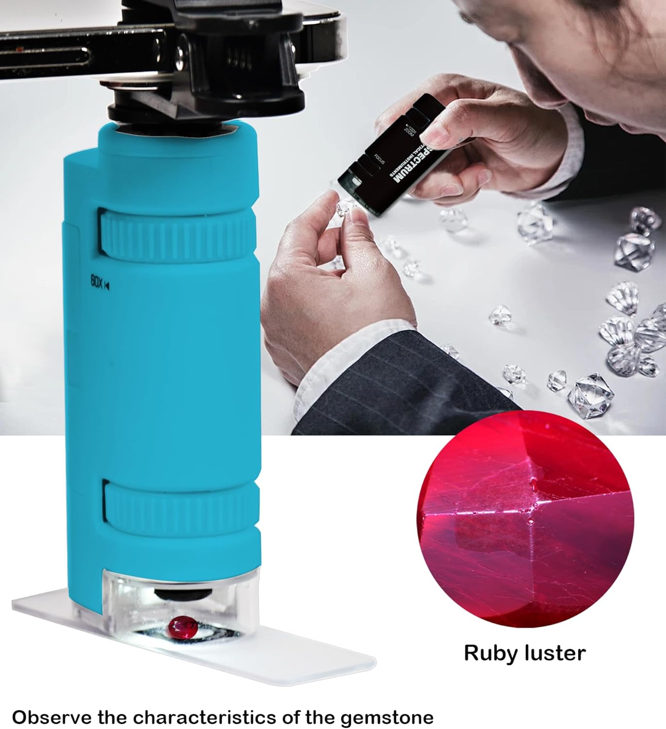 Mini Microscope for Kids, 60X-120X Portable Handheld Microscope with 8 Slide Samples, Blue