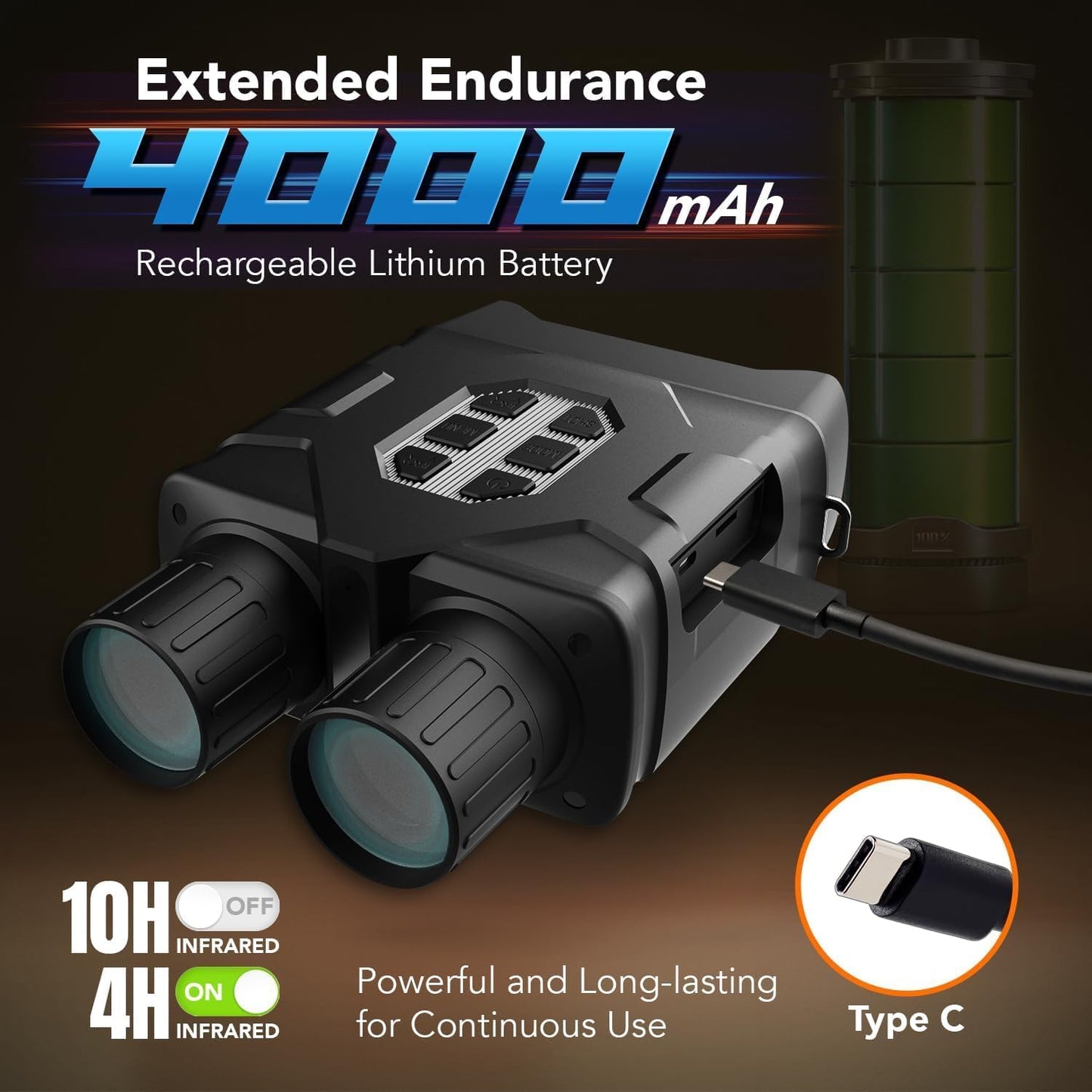 GTHUNDER Night Vision Goggles, Night Vision Binoculars – 4K UHD Video, 52MP Photos, App Remote Control, 10X Zoom, 4" HD Screen, 984ft, 7-Level IR, 4000mAh, 32GB Card – Ideal for Hunting & Security