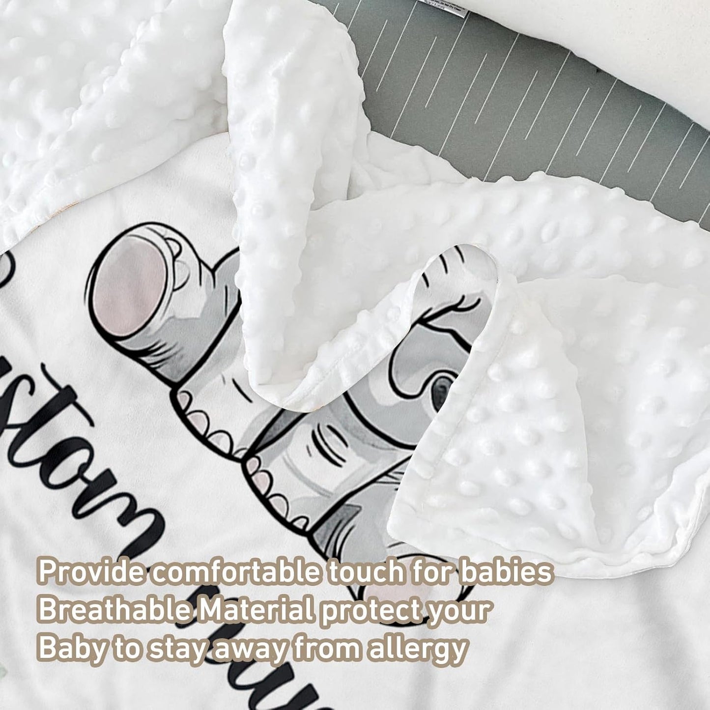 Custom Name Crib Bedding Set - Elephant Pattern, Personalized Yellow Floral Nursery Bedding 3-Piece Set– Soft Blanket, Fitted Sheet, Changing Pad Cover – for Newborns Girls Nursery Gifts