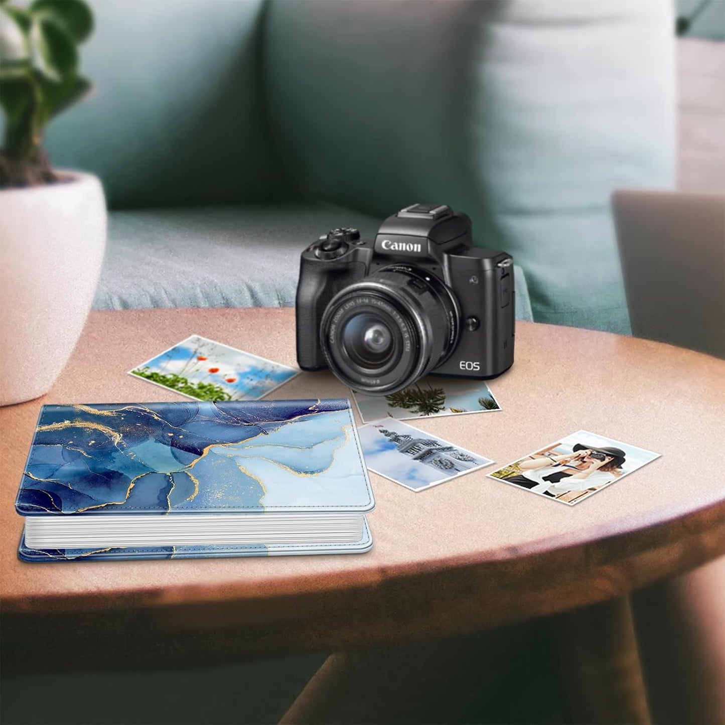 Fintie Photo Album for 4x6 Photos - 112 Pockets Vegan Leather Cover Memory Albums Book for Birthday Family Anniversary Vacation Pictures, Ocean Marble