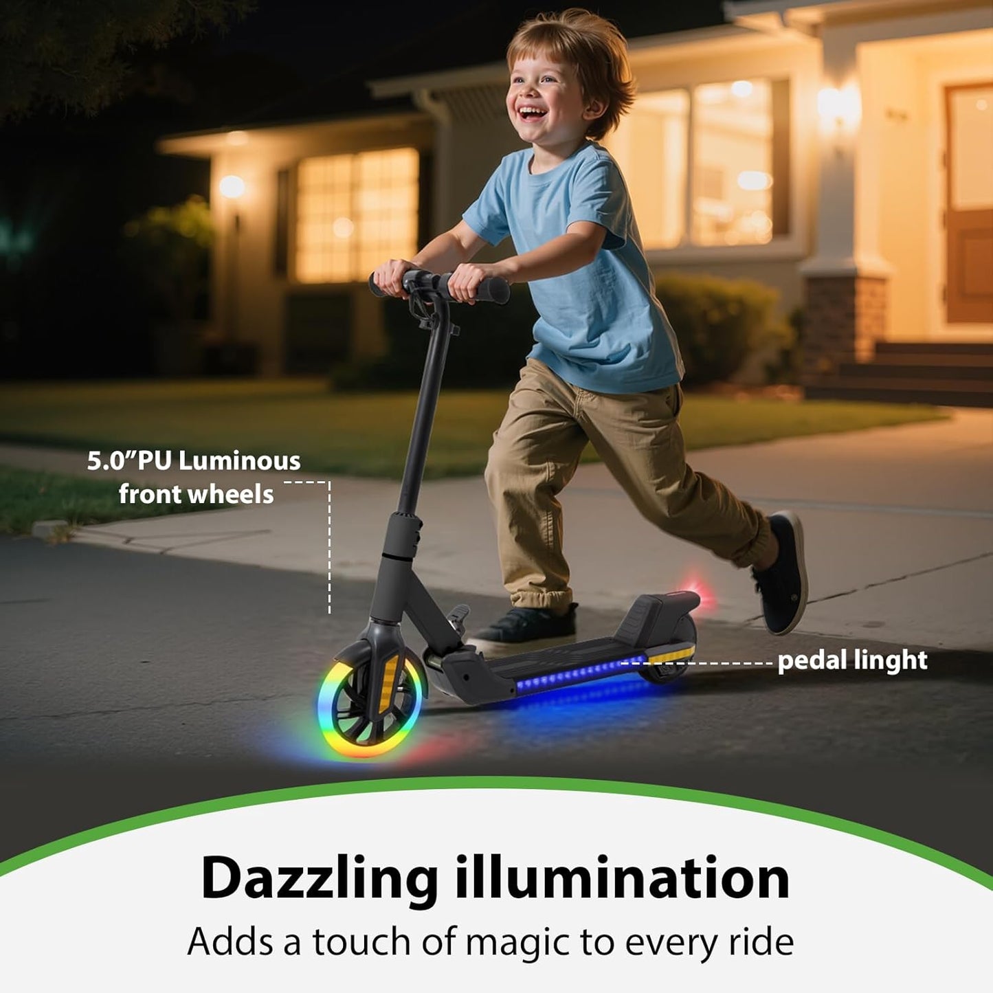 Electric Scooter for Kids Ages 6-12, Max Speed 6.5MPH, max Range 6Miles, with Acceleration Throttle and Electronic Brake, Foldable and Height Adjustable Kids Electric Scooter