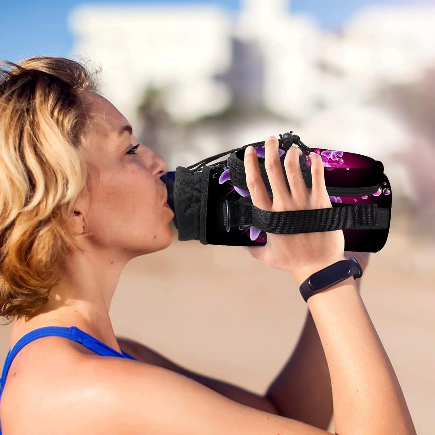 AUPET Water Bottle Sling Bag Sleeve Holder Carrier 25/32/40/64 oz,Insulated Crossbody Water Bottle Case Cover with Strap and Pockets for Men/Women Walking Hiking