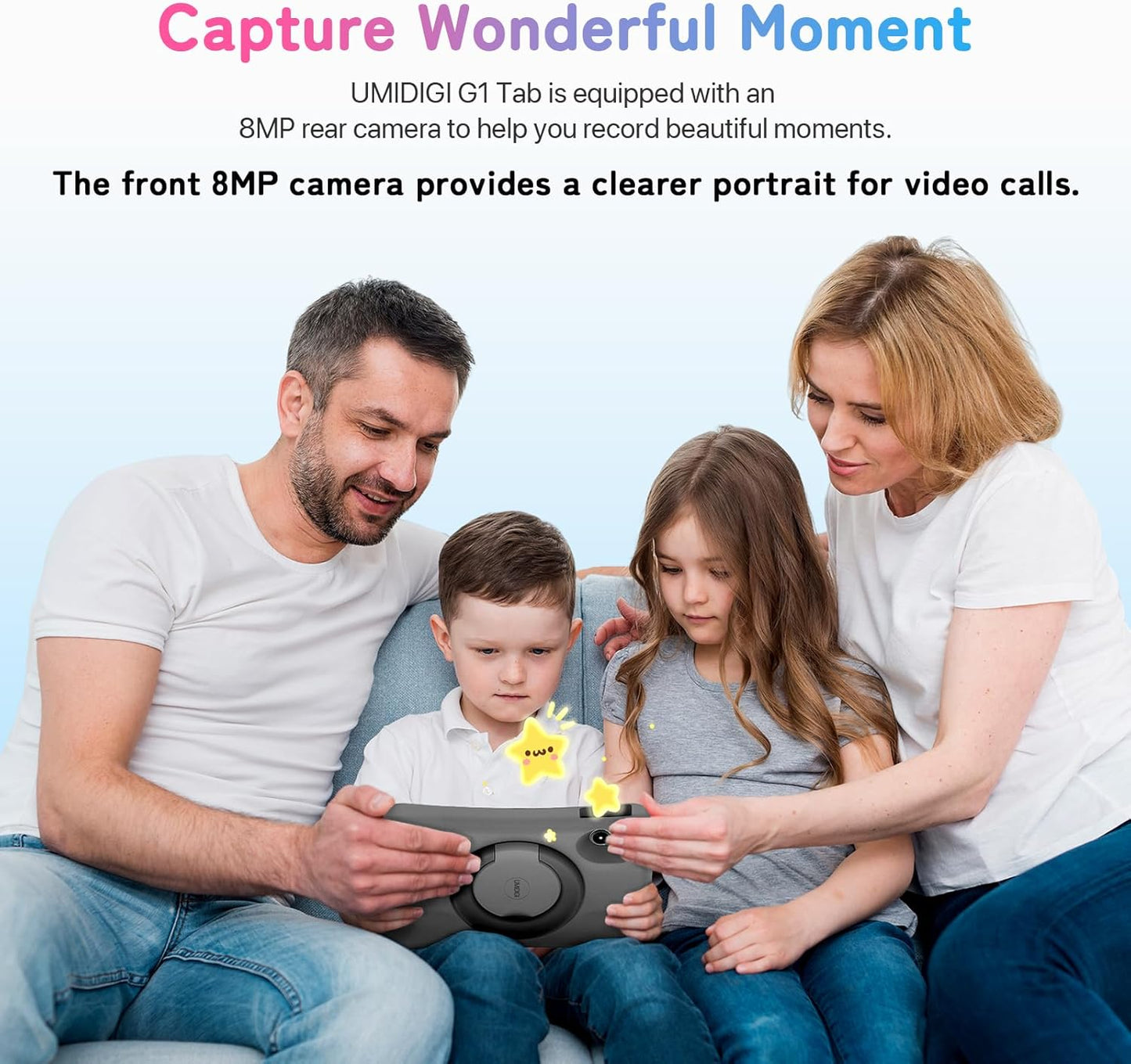 UMIDIGI Kids Tablet, G1 Tab Android 13 for Kids, 10.1", 4+4G+64G up to 1TB, WiFi 6, 8MP+8MP Dual Camera, Quad-Core, 6000mAh, BT5.0, TÜV Eye Bluelight Tablet Android, Parental Control