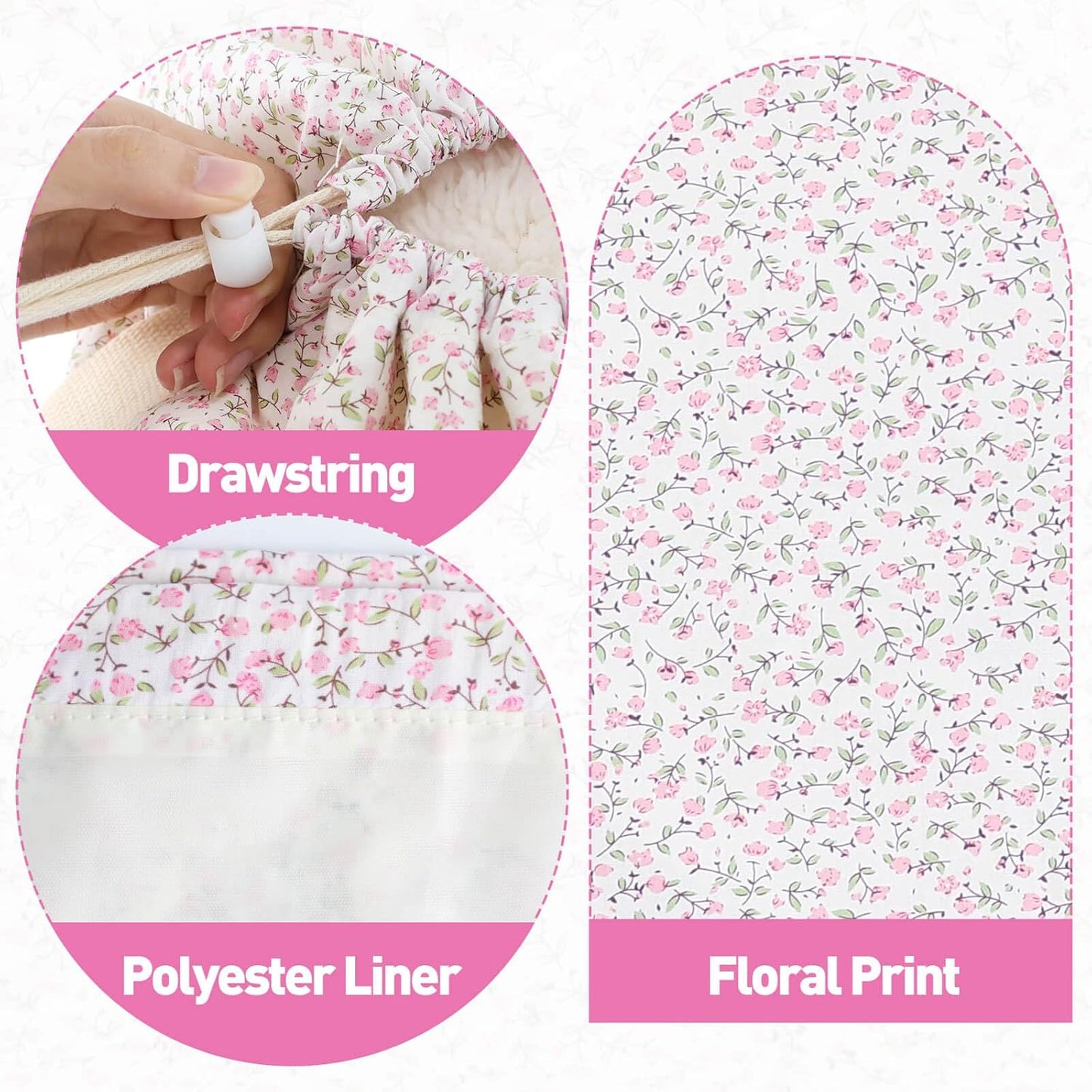 College Laundry Bag, Dirty Clothes Laundry Bag With Drawstring Handles For College Dorm Laundromat Apartment Travel Camp 29" X 18" Women Girls Back To School Birthdays Gift, Pink Florals