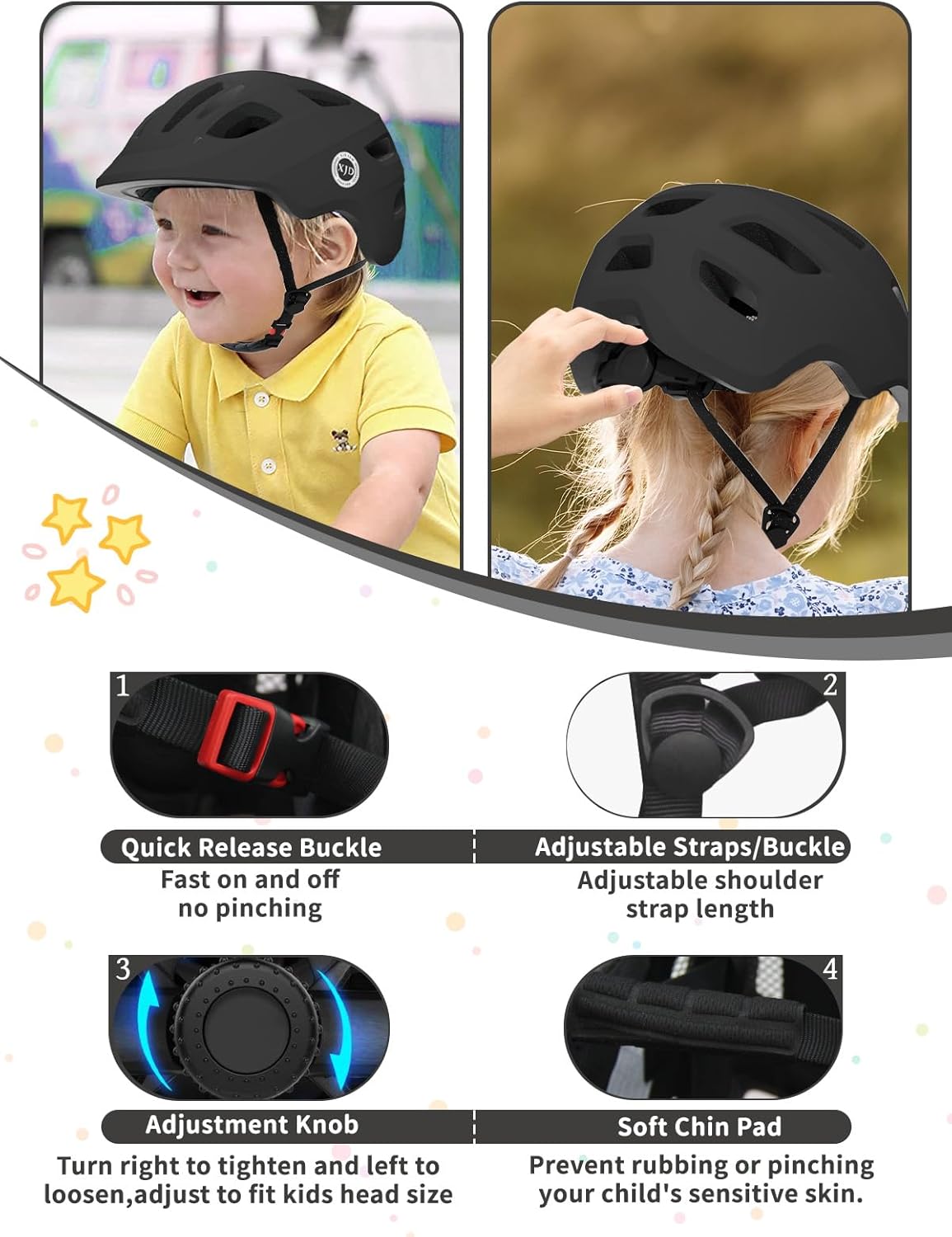 XJD Toddler Helmet Kids Bike Helmet for Infant/Baby Multi-Sport Adjustable Skateboard for Kids Boys Girls Lightweight for Age 1 and Older