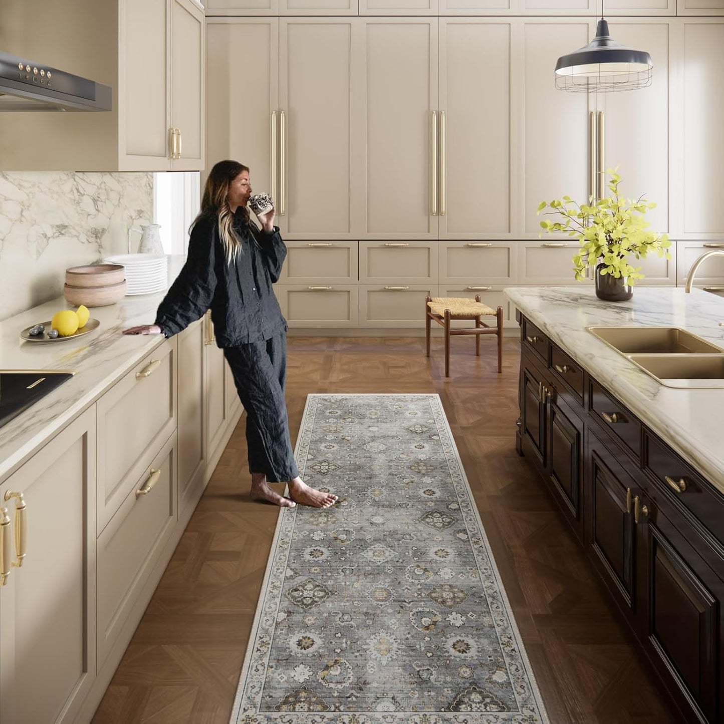 Washable Runners for Hallways Kitchen Rugs: 2'x6' Runner Rug Stain Resistant Non Slip Low Pile Soft Carpet Runners for Hallways Indoor Entryway Kitchen Laundry Room Bedroom Bathroom Farmhouse