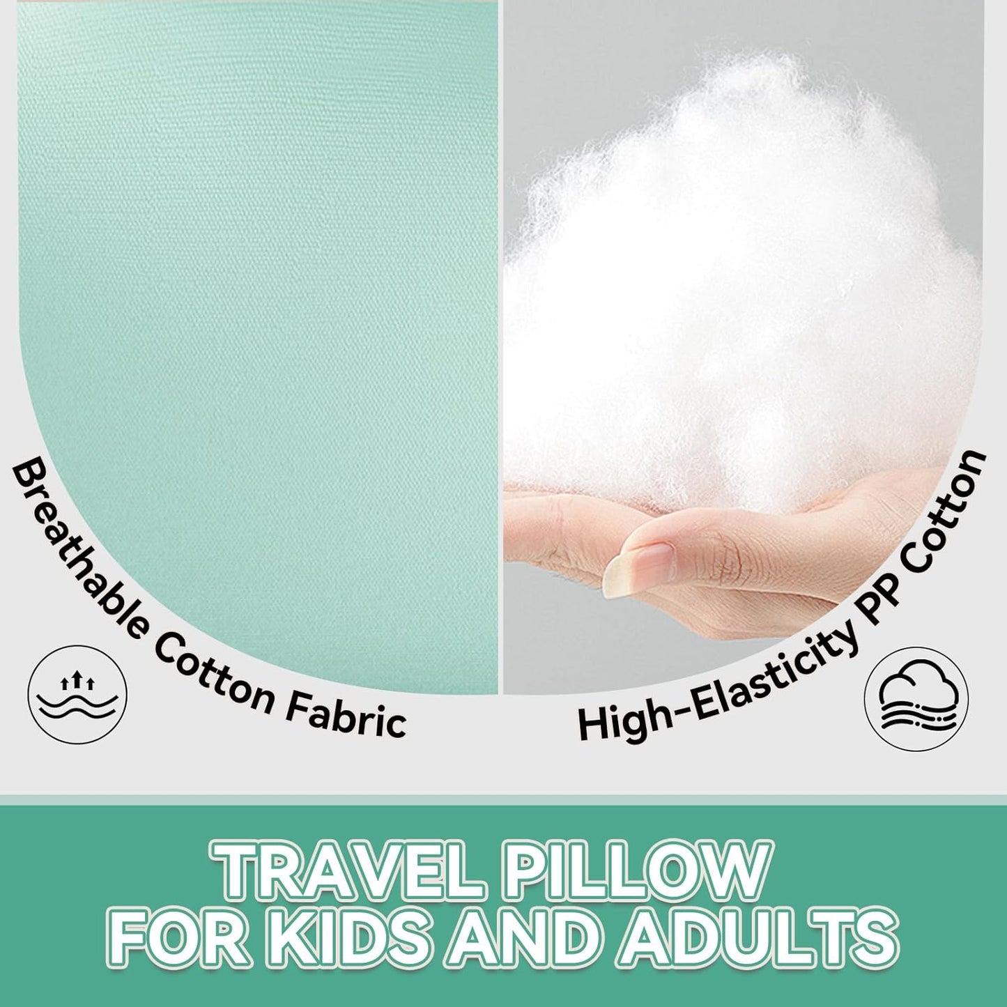 Travel Pillow,Car Pillow Kids Travel Pillow Car seat Pillow U Shaped Pillow for Travel Skin-Friendly Material The Sleeping Aid for Adults and Kids on Road Trips (Green)