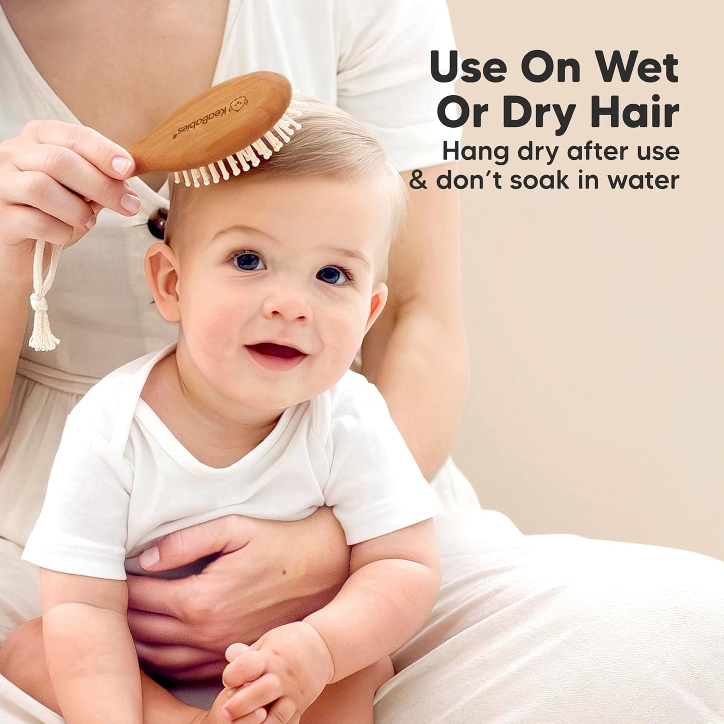 Baby Hair Brush and Comb Set for Newborn - Wooden Baby Hair Brush Set with Soft Goat Bristle, Baby Brush Set for Newborns, Baby Brush and Comb Set Girl, Boy, Toddler Cradle Cap Brush(Oval, Golden Oak)