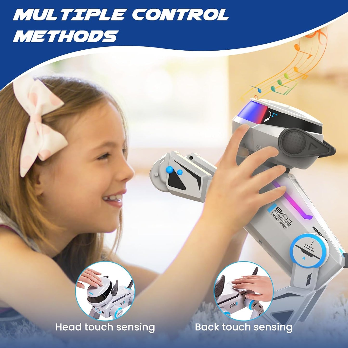 Robot Dog Toys for Kids – Smart Interactive Robot Puppy with Bluetooth,Touch Sensor, Dance Tricks, LED Eyes, 2 Rechargeable Batterys, Gift for Kids Boys and Girls(Gray)