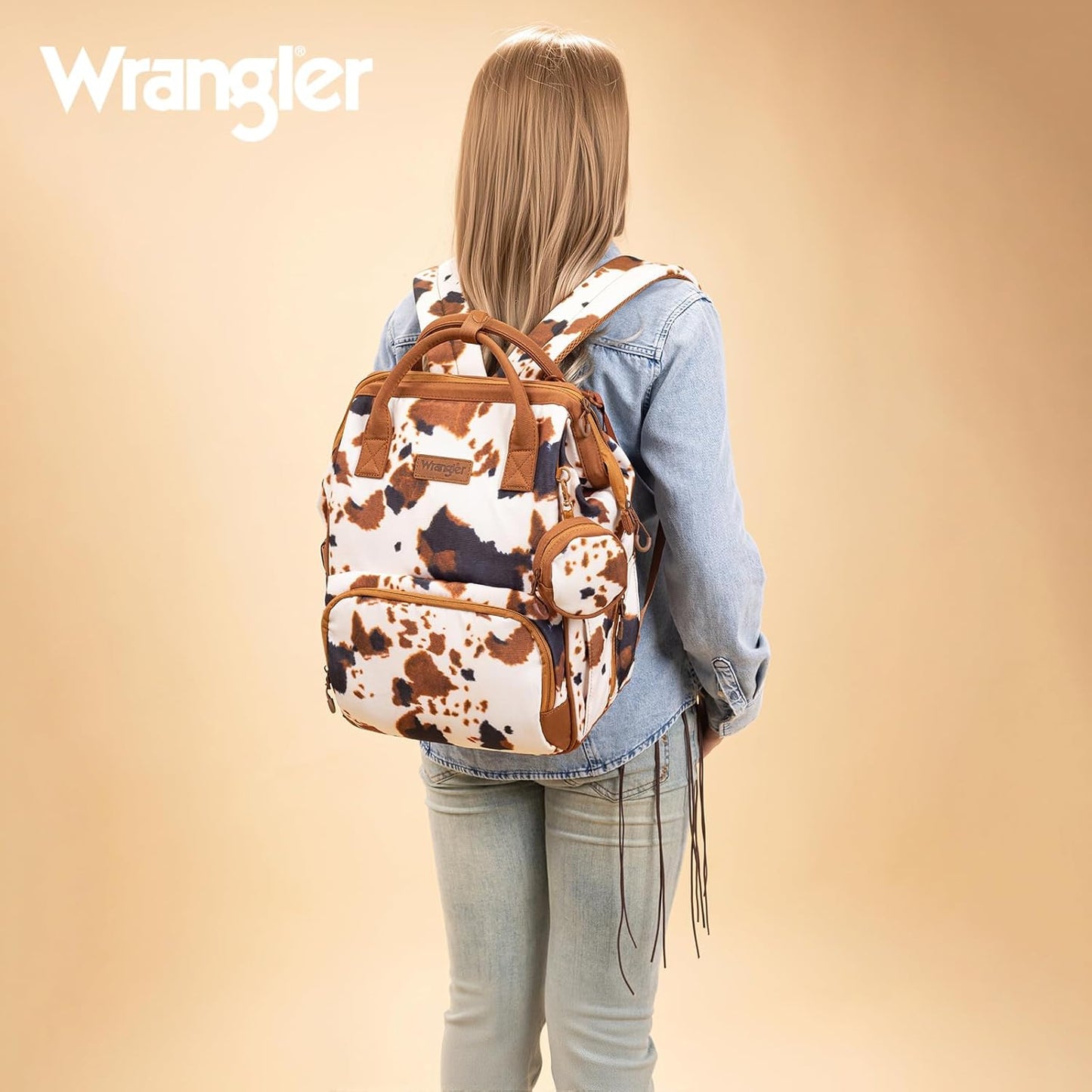 Wrangler Diaper Bag Backpacks Western Backpack Purses Multi-function Baby Bags for Mom with Waterproof Changing Pad & Pacifier Case