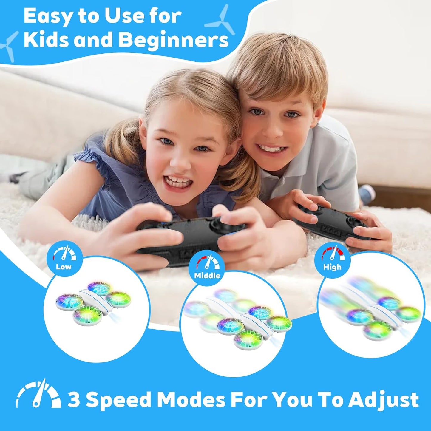 RC Drone for Kids and Beginner, Small RC Quadcopter with Lights and 3D Flip, Altitude Hold, Headless Mode, Propeller Full Protect, Easy to Fly Toys Drone for Kids Boys and Girls Gift (White)