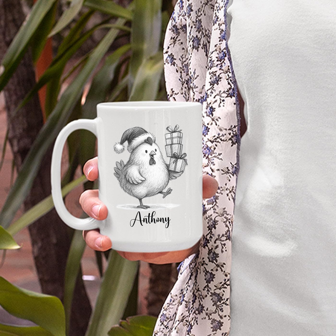 Personalized Name Chicken Coffee Mug Gift, Awesome Chicken White Ceramic Mug 11 Oz 15 Oz, Customized Animal Accent Cup Gift For New Year Anniversary, Unique Teacup For Chickens Lovers/Chickens Lady