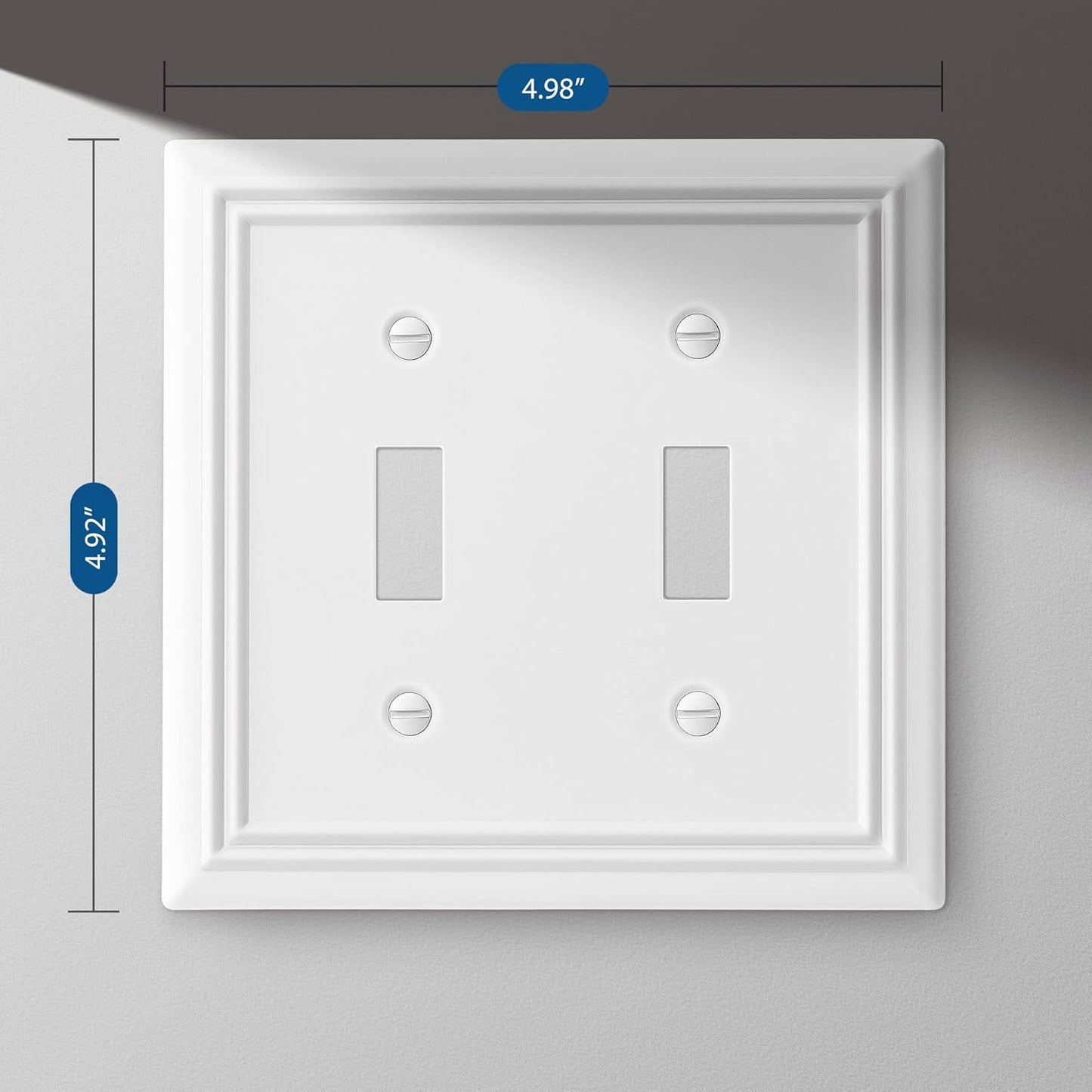 DEWENWILS White Light Switch Cover, Metal Toggle Light Switch Wall Plate, 2-Pack