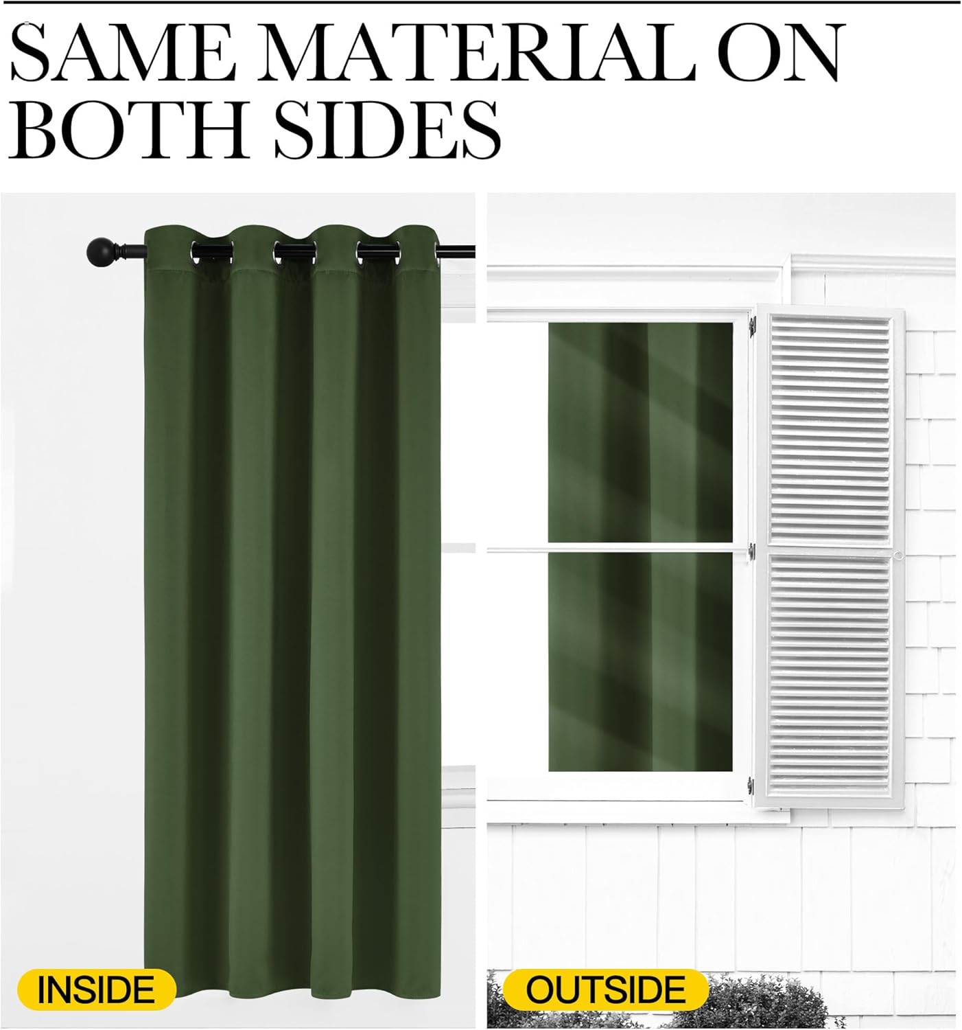 NICETOWN Room Darkening Dark Green Curtains for Windows, Grommet Thermal Drapes Window Treatments Sound Reducing for Bedroom/Living Room, W52 x L84, 2 Panels