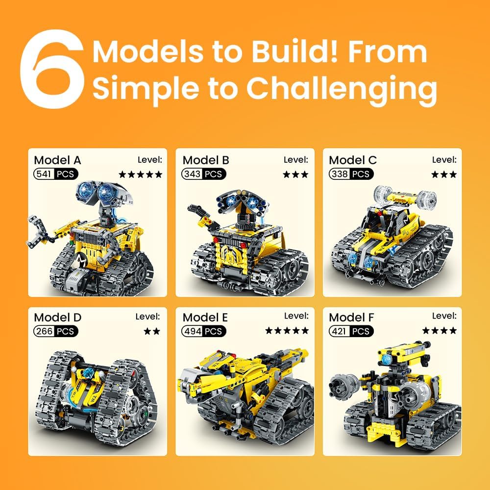 Sillbird Robot Building Kit with Remote Control Gifts for Kids Boys Ages 8-13, Coding STEM Robotic Technic Racer Car Toys for Birthday, Build 6in1 Model with 631 Pieces