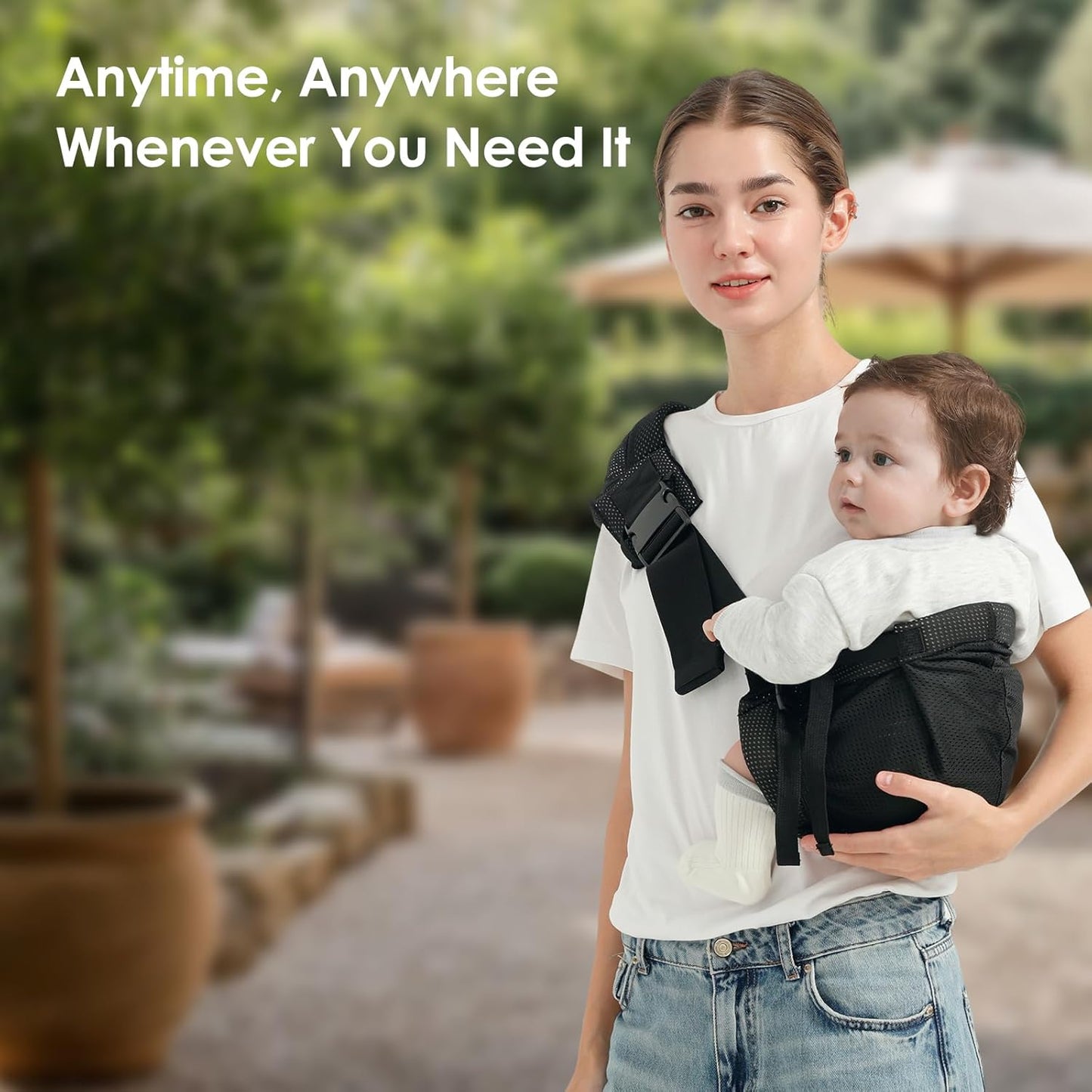 Toddler Sling Carrier, Easy to Wear Baby Carrier Sling 7-40 lbs, Adjustable Lightweight Baby Wrap Sling, Perfect Toddler Hip Carriers One Size Fits All, Black Mesh