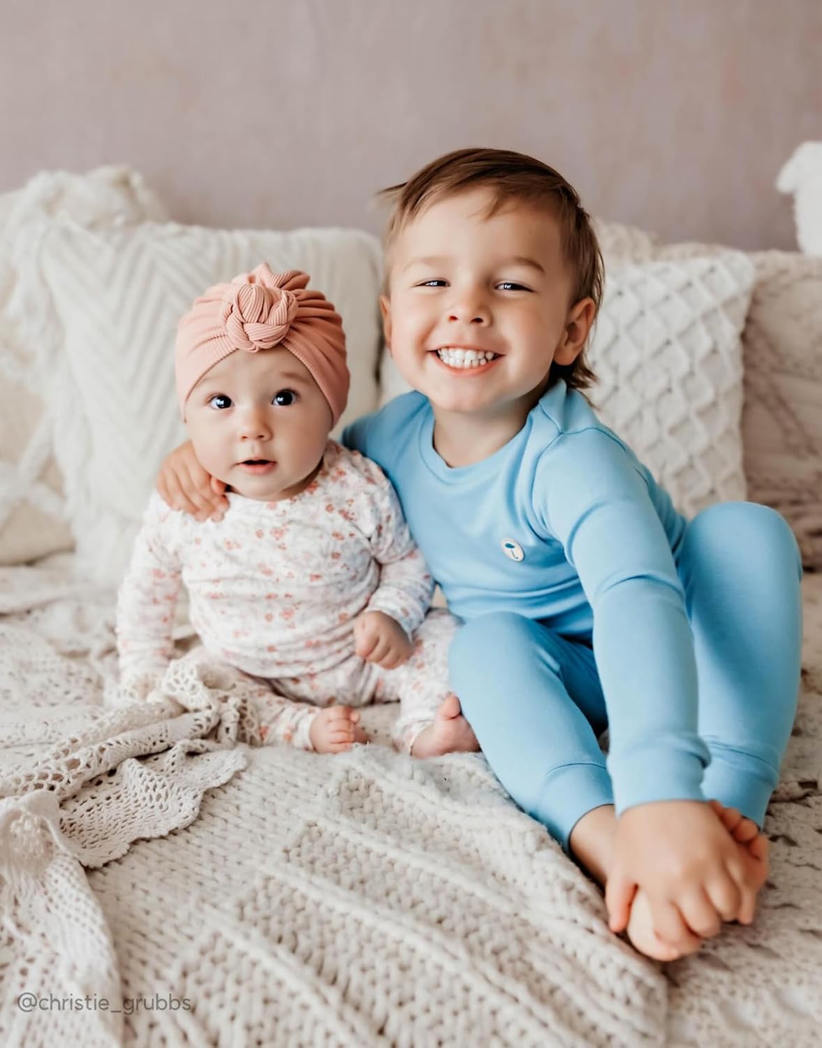 moimoln 6M-8Y Modal Cotton Solid Soft Breathable Baby Toddler Boys Girls Snug fit Pjs Long Sleeve Pajamas Set Sleepwear Daily