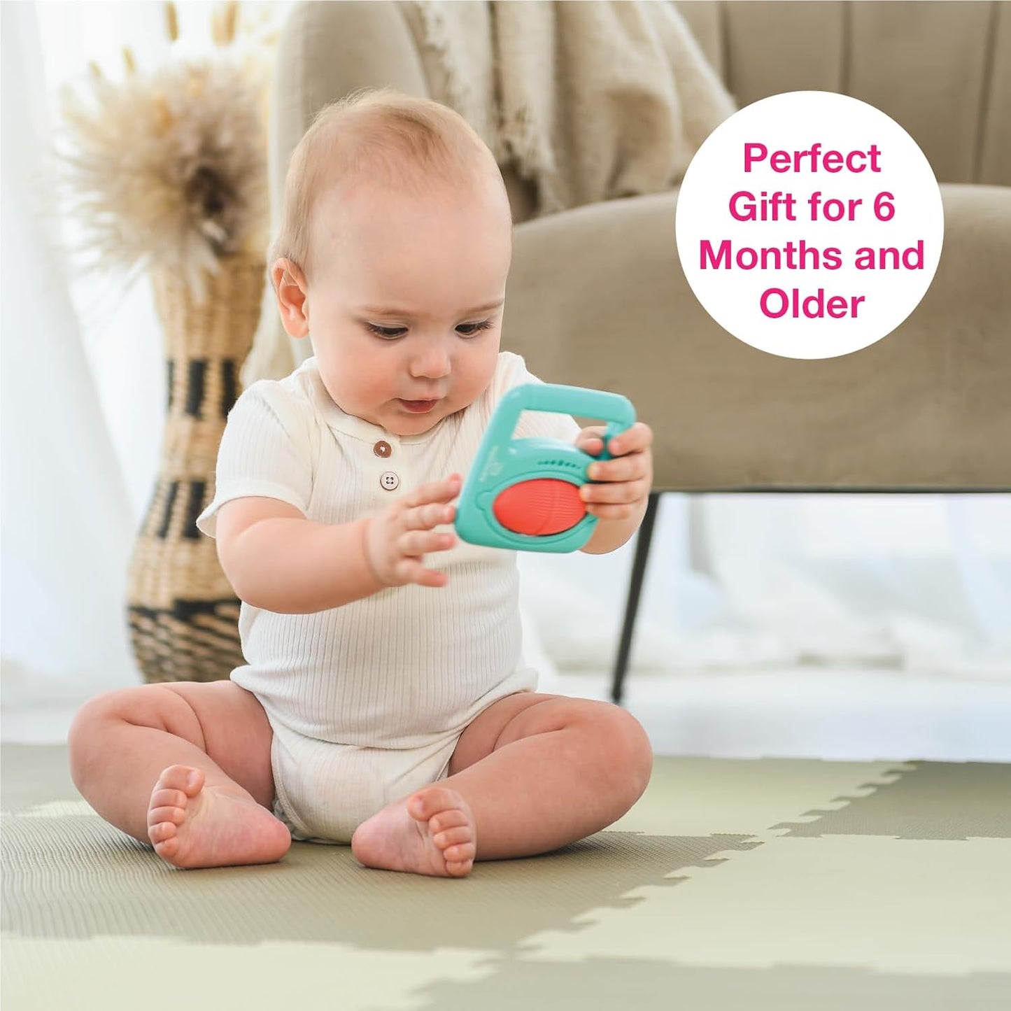 Edushape Festival Music Gift Set - Baby Musical Instruments Include Mini Rain Stick, Crackle & Roll, Bell, Tambourine, Maracas - Interactive Baby Musical Toys for Kids and Toddlers 18 Months and Up