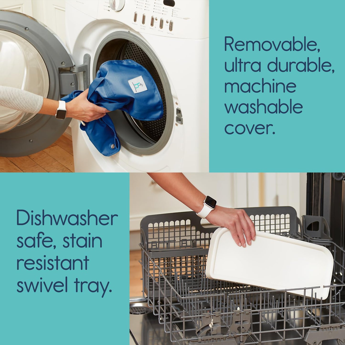 Hiccapop OmniBoost Travel Booster Seat with Tray for Baby | Folding Portable Baby Booster Seat for Dining Table, Camping, Beach, Grandma’s | Tip-Free Design Straps to Kitchen Chairs - Booster Chair