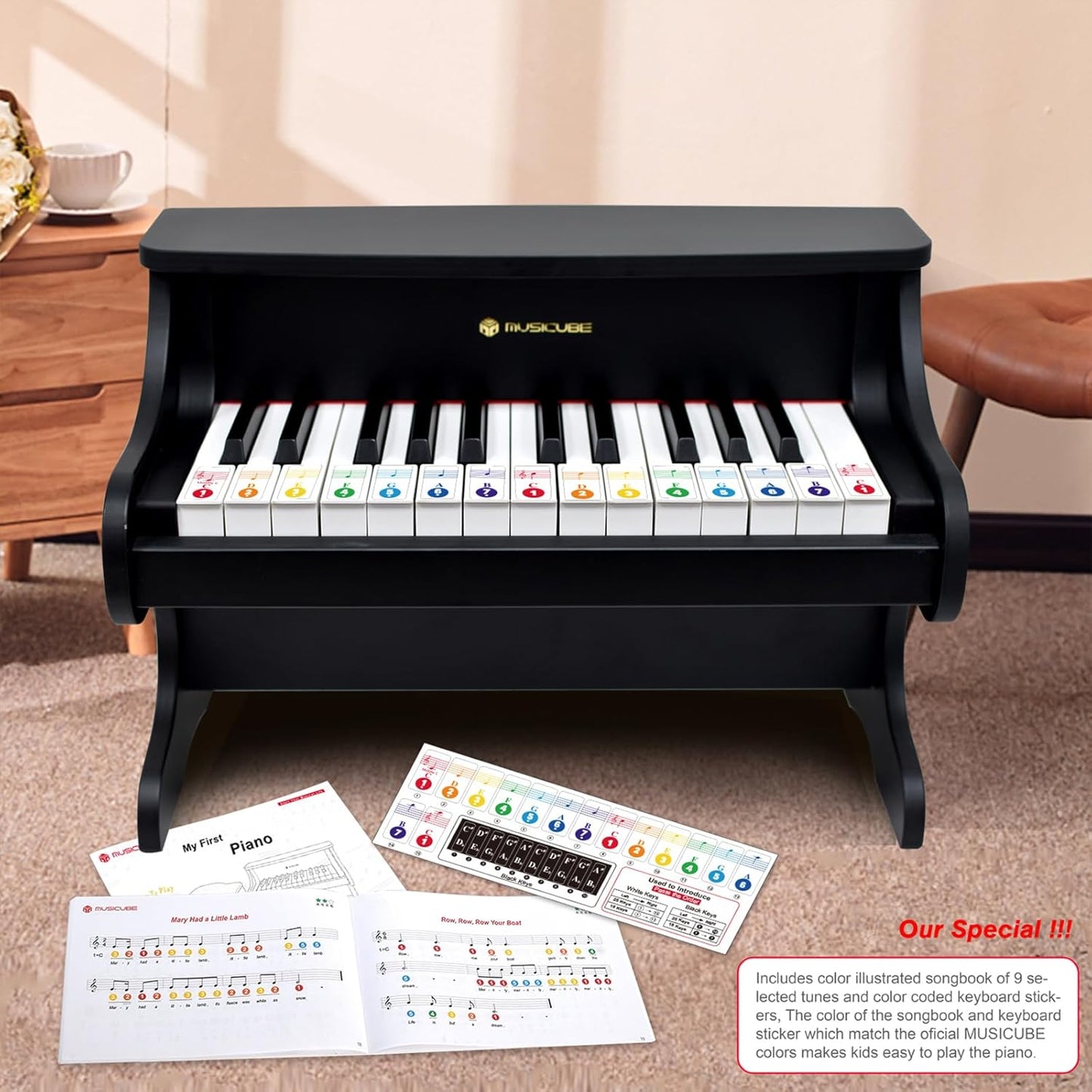 MUSICUBE Kids Piano Keyboard 25 Keys Digital Piano for 3-7 Years Old Beginner Girls Boys First Mini Piano Toys Educational Musical Instrument Gift Choice (Range: C4-C6)