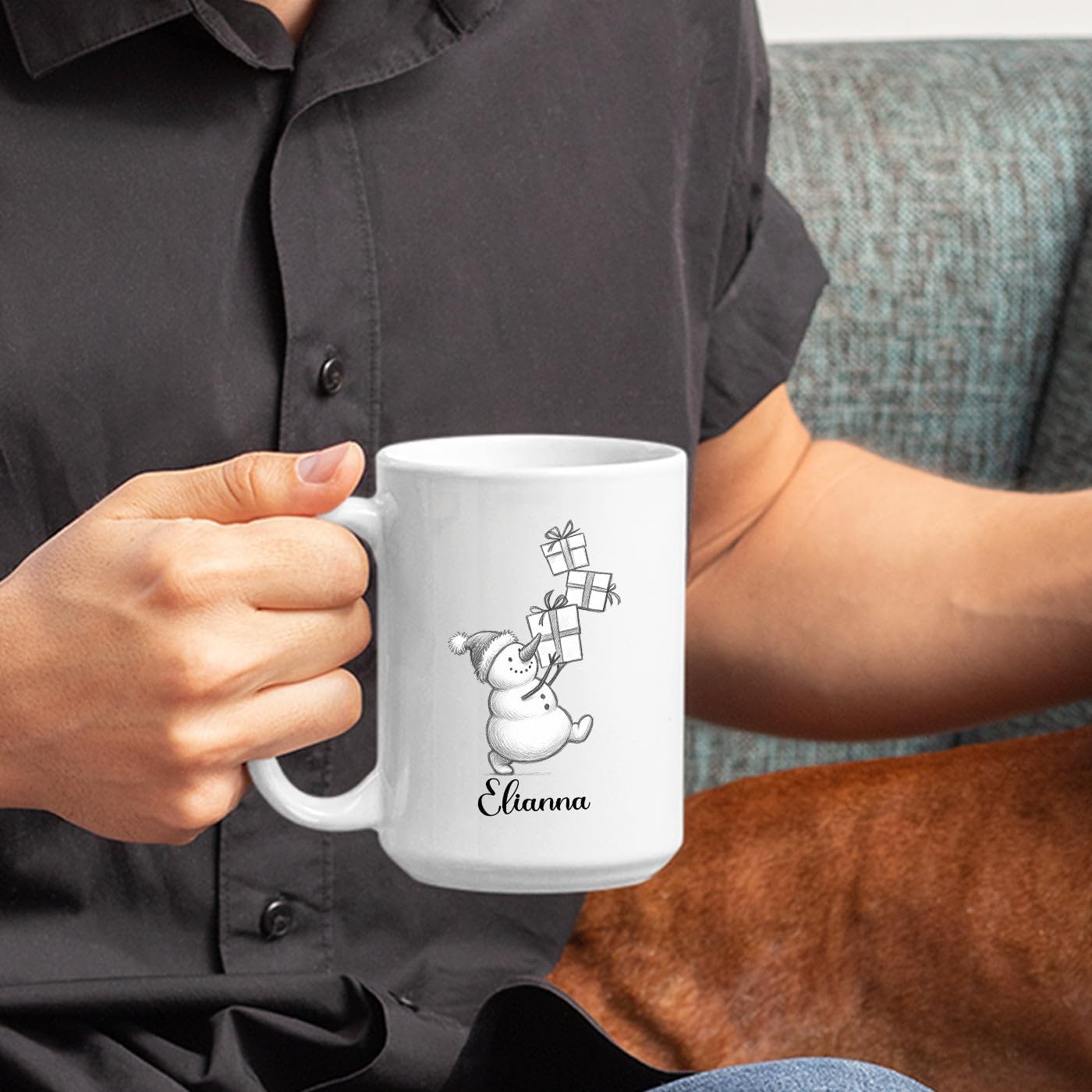 Customized Snowman White Coffee Cups Gift For Daughter Son Kids, Unique Snowman Accent Coffee Mug 11 15 Oz, Personalized Name Snowmen Ceramic Teacup Gift For Boyfriend Girlfriend Birthday Christmas