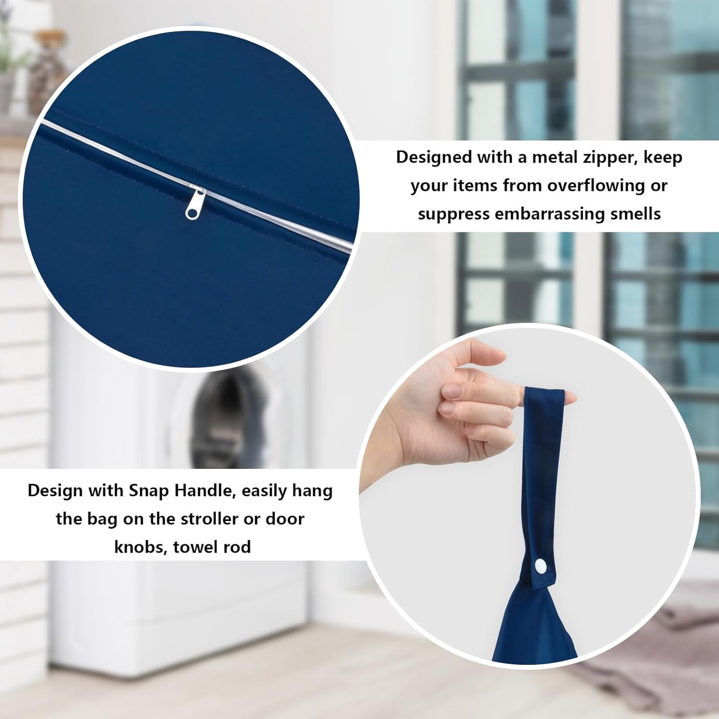 2 Pcs Large Travel Laundry Bags - Waterproof Wet Dry Bags for Gym Clothes, Swimming, Yoga (Wine+Navy)